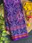 Blue Fusion Design Handwoven Patola Silk Saree