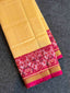 Handwoven Patola Silk Saree Plain Gala Border Cream Body