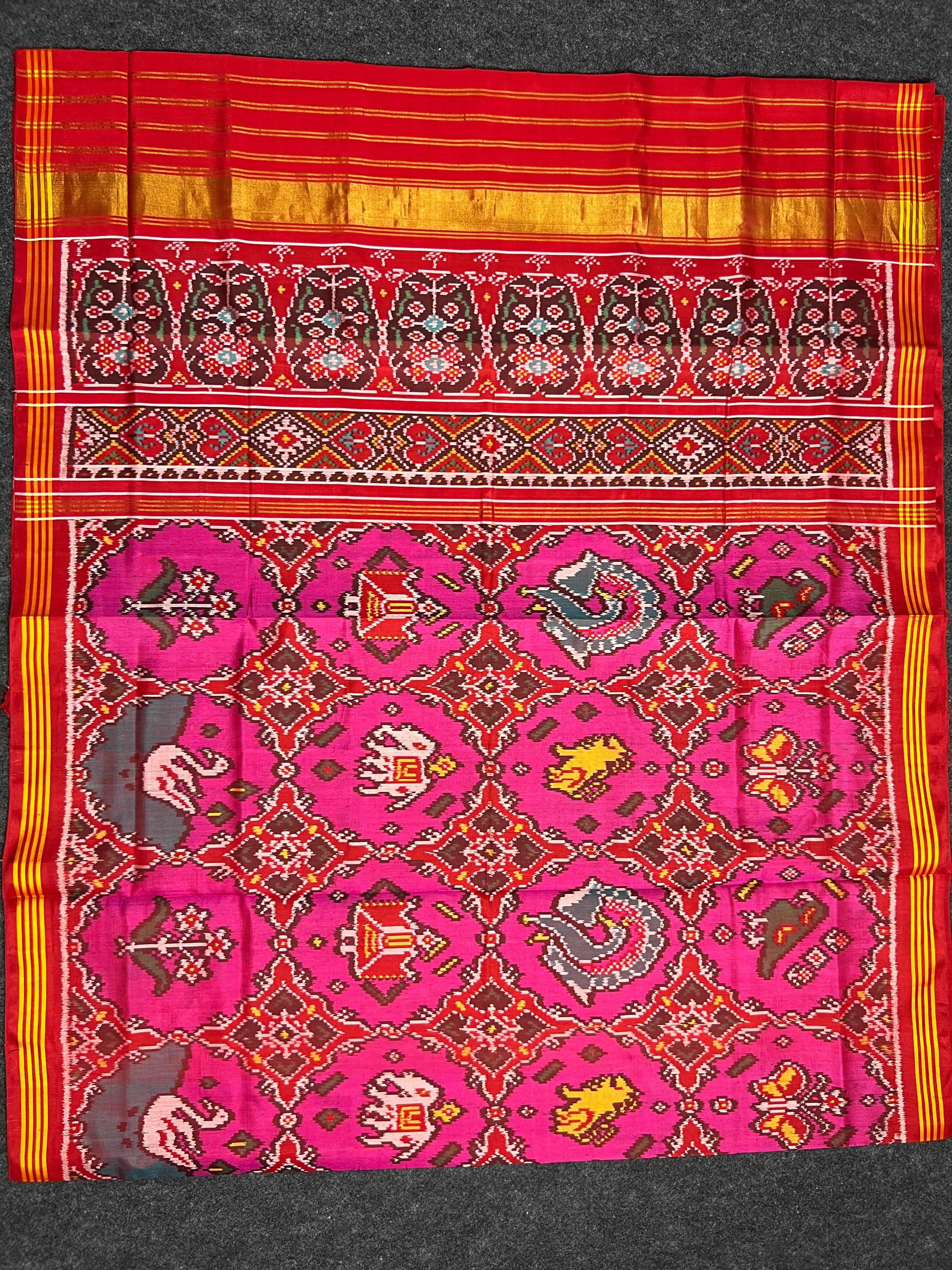 Pink Color Motif Design Handwoven Patola Silk Saree