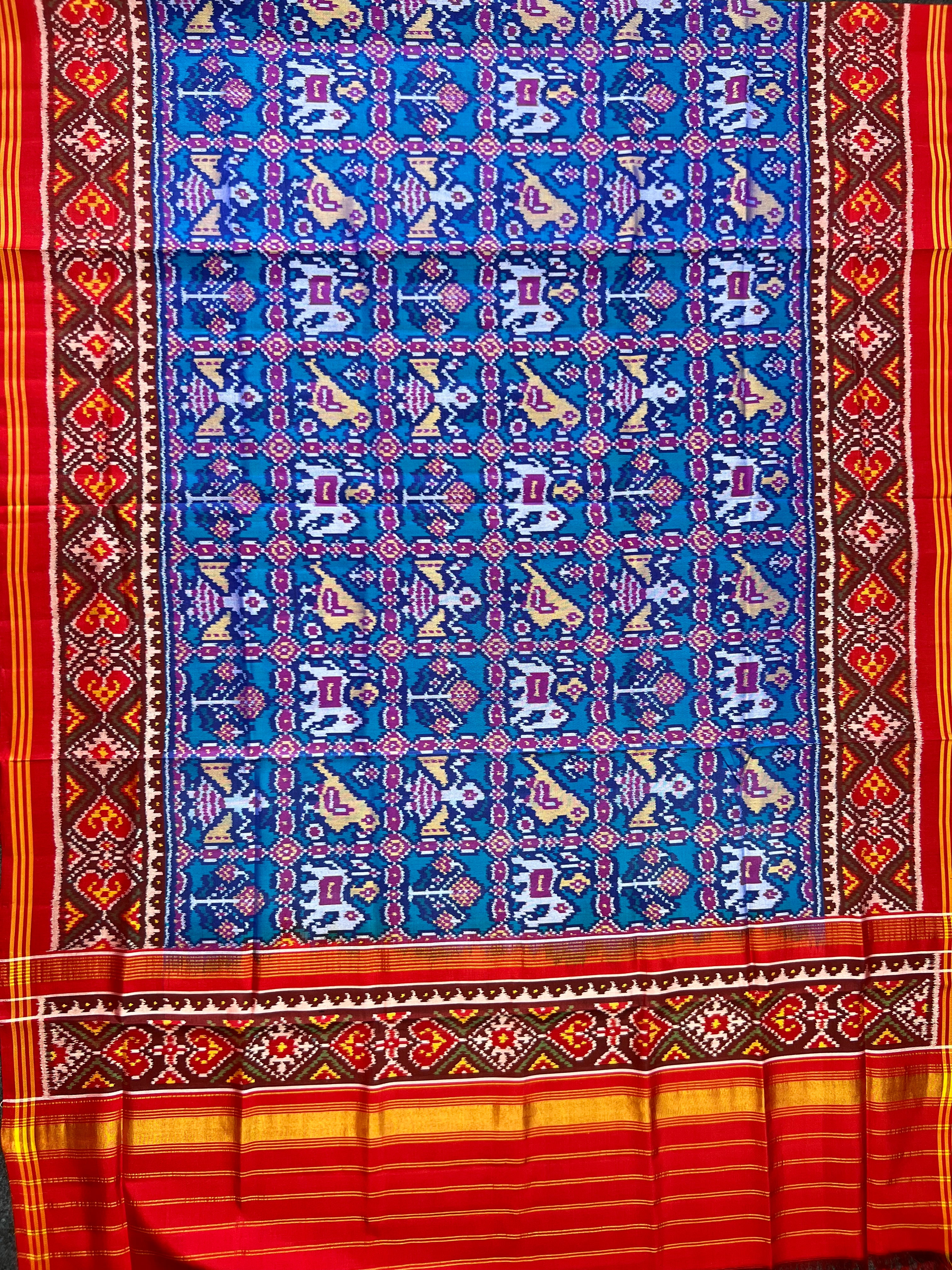 Blue Motif Design Handwoven Patola Dupatta