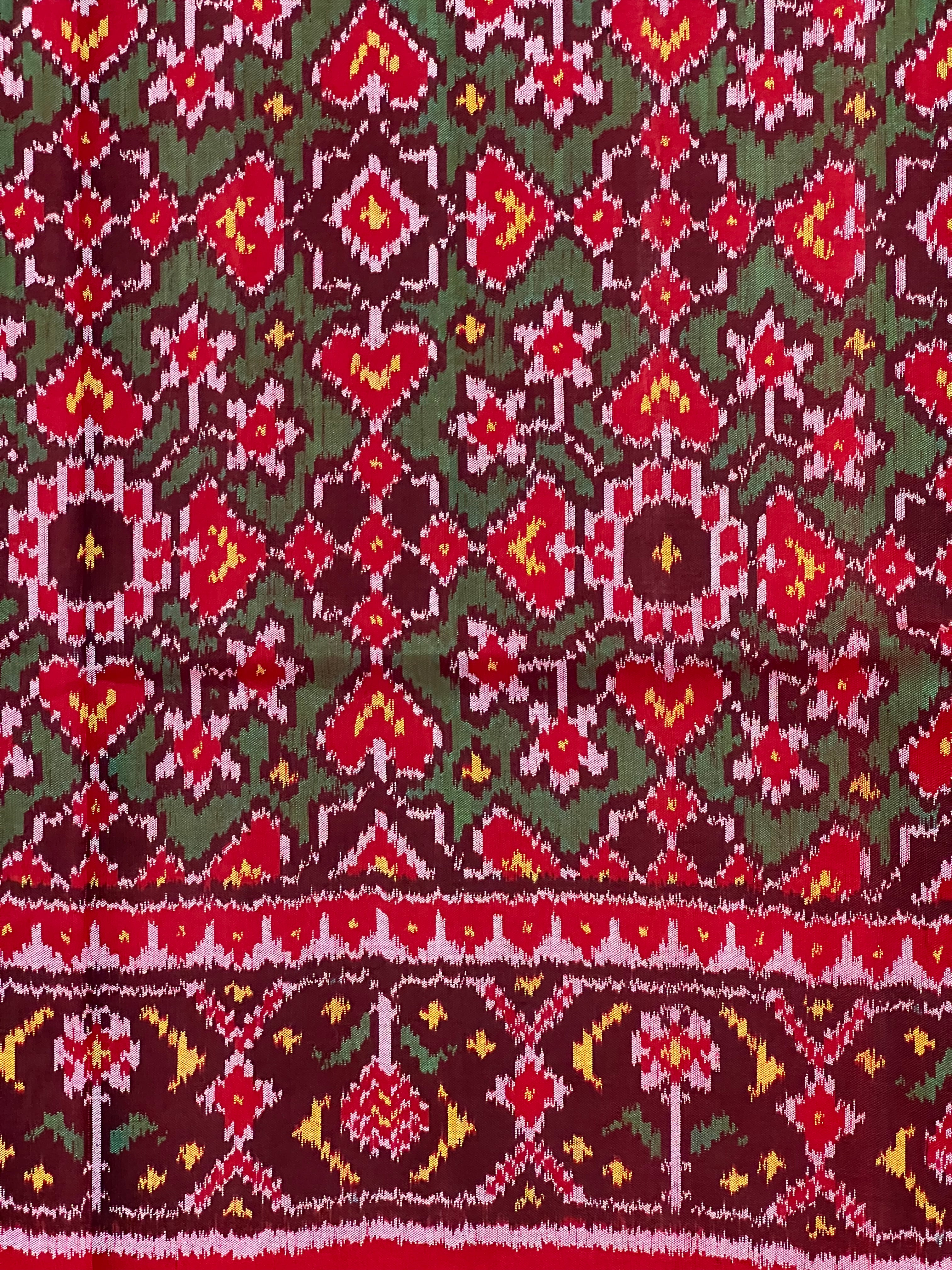 Navratna-Manekchowk Design Handwoven Patola Silk Saree