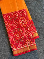 Handwoven Patola Silk Saree Scut Border Navratna