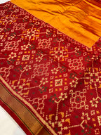 Handwoven Patola Silk Saree Scut Border Navratna