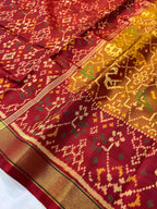 Handwoven Patola Silk Saree Narikunjan Mustard