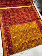Handwoven Patola Silk Saree Narikunjan Mustard