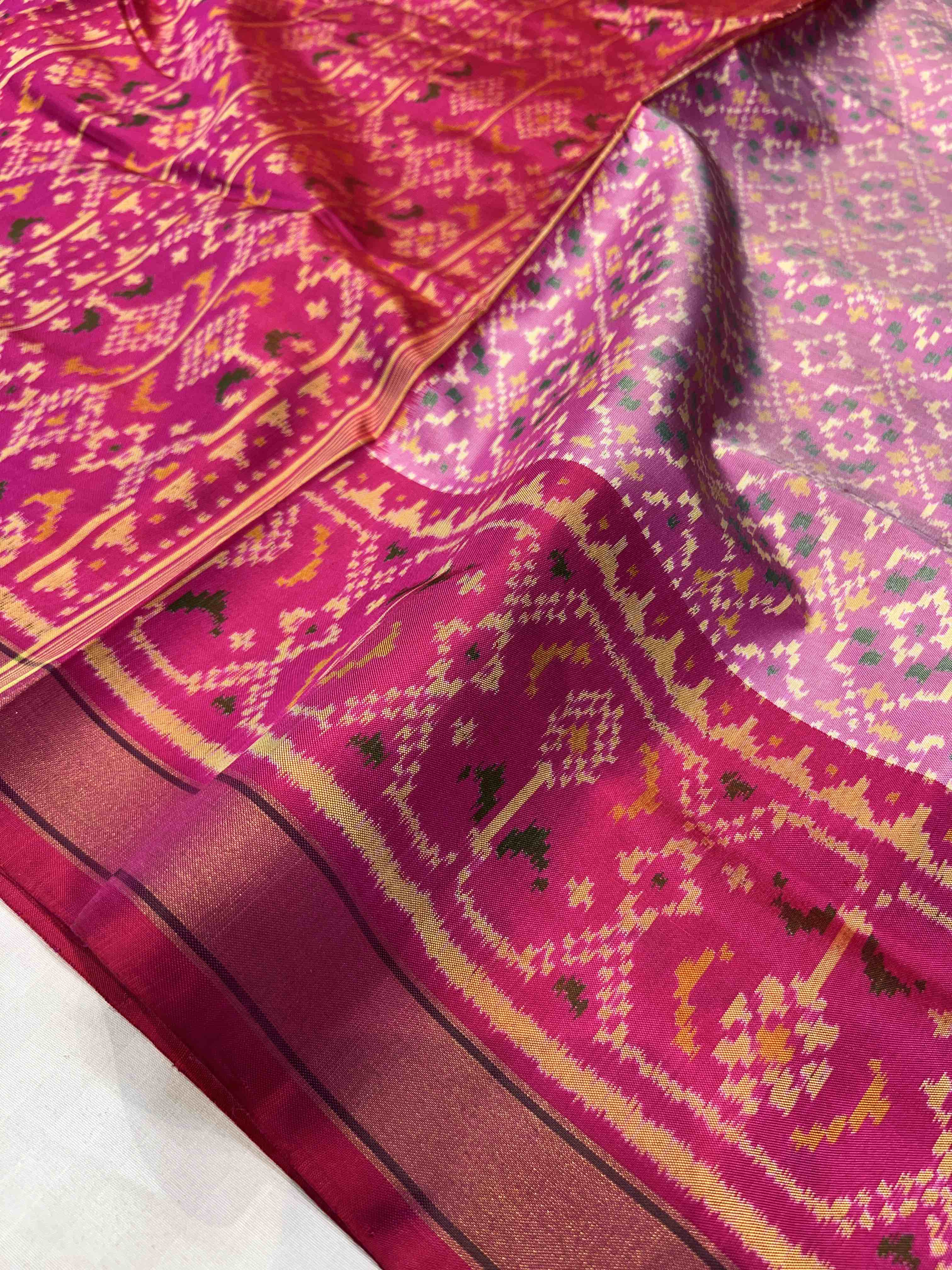 ButtonFul Design Handwoven Patola Silk Saree Secondary image