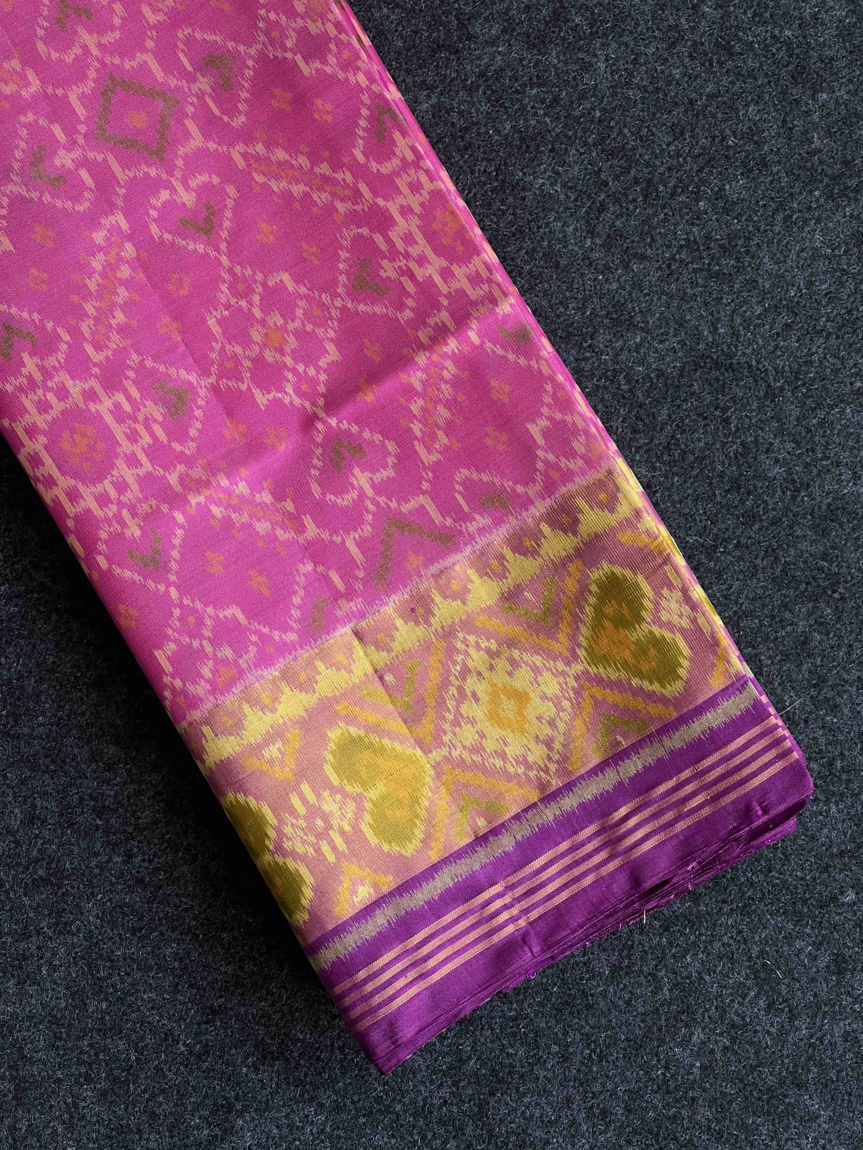 Handwoven Patola Silk Saree ManekChowk BabyPink Main image