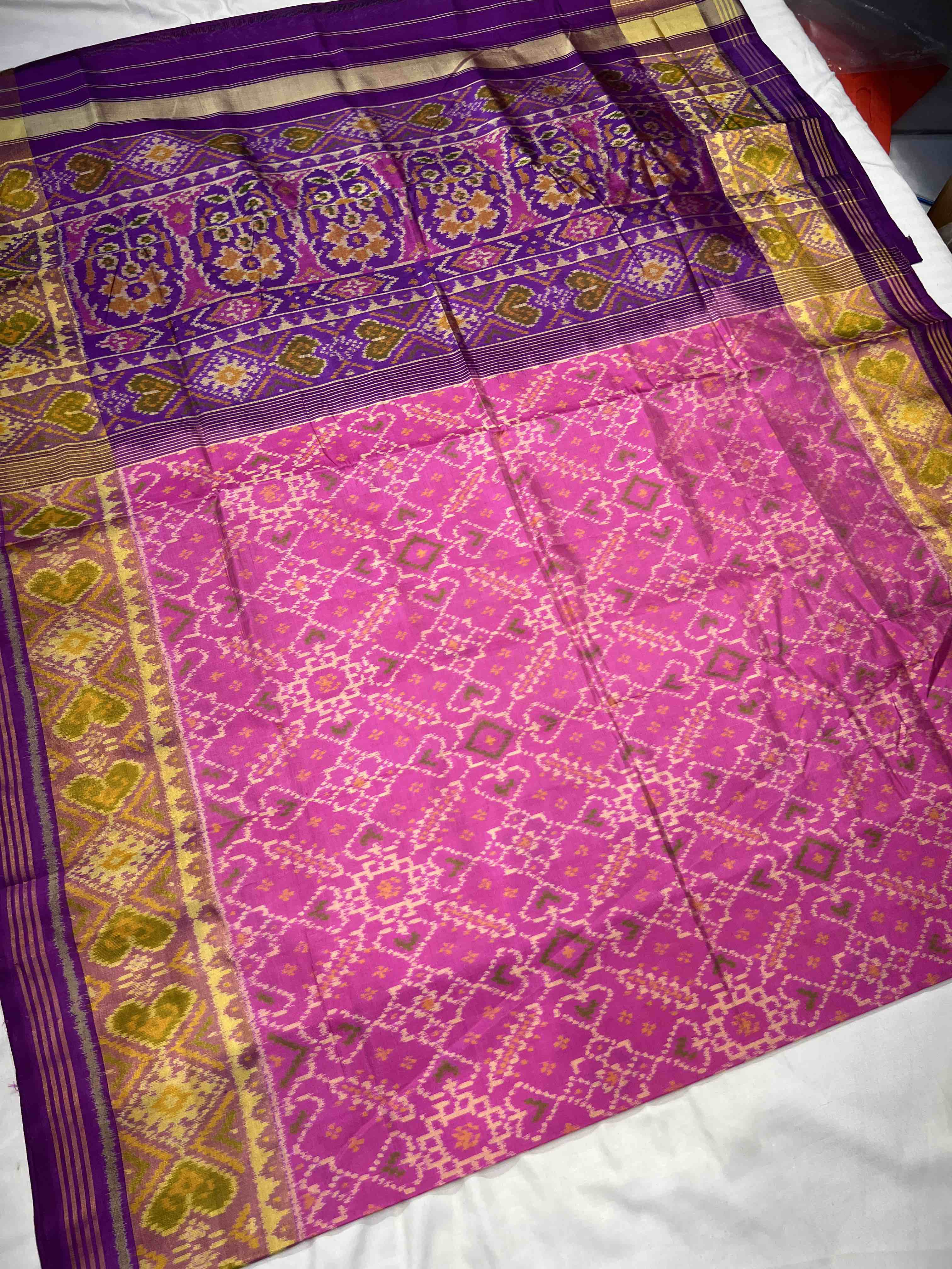 Handwoven Patola Silk Saree ManekChowk BabyPink