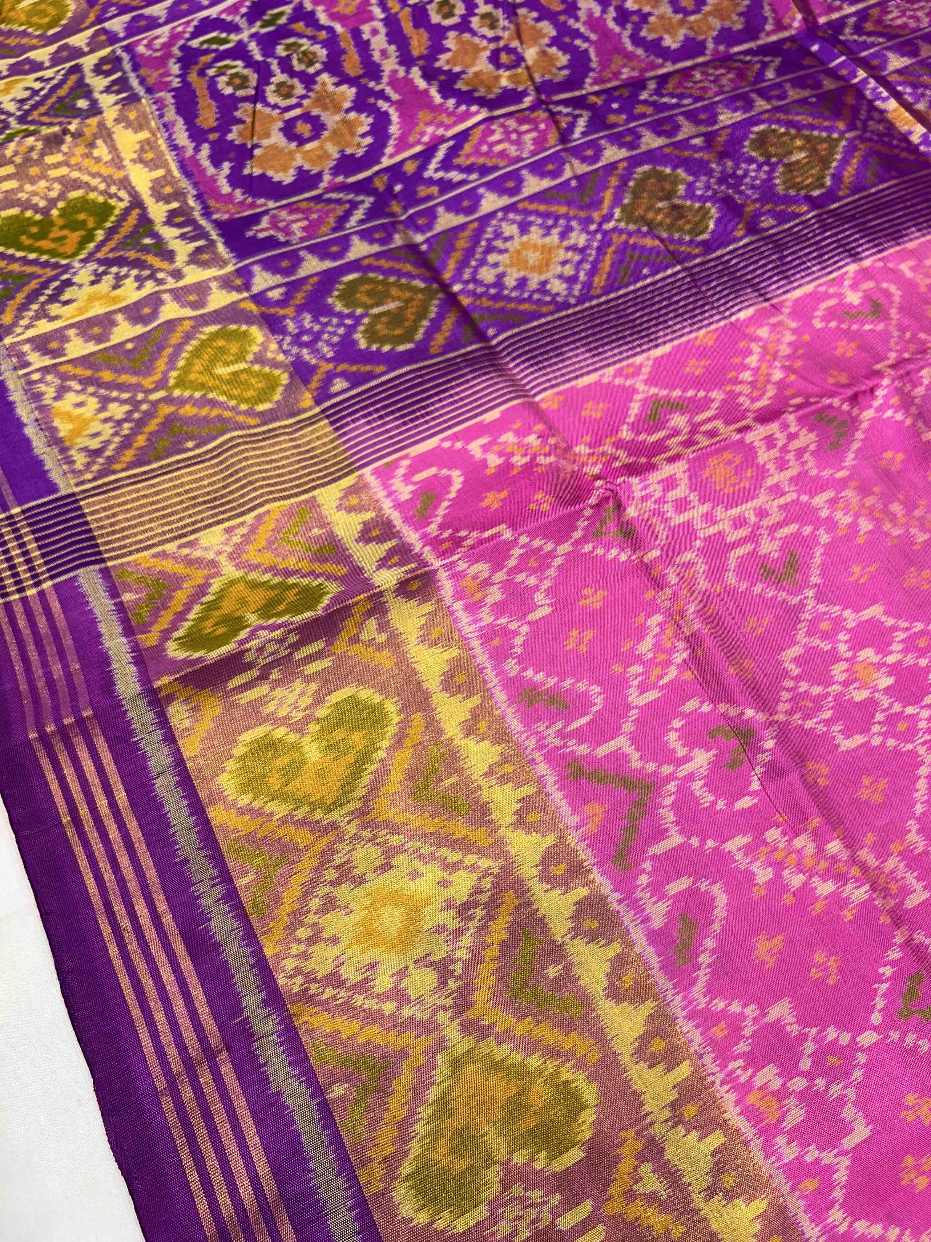 Handwoven Patola Silk Saree ManekChowk BabyPink Secondary image