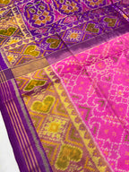 Handwoven Patola Silk Saree ManekChowk BabyPink