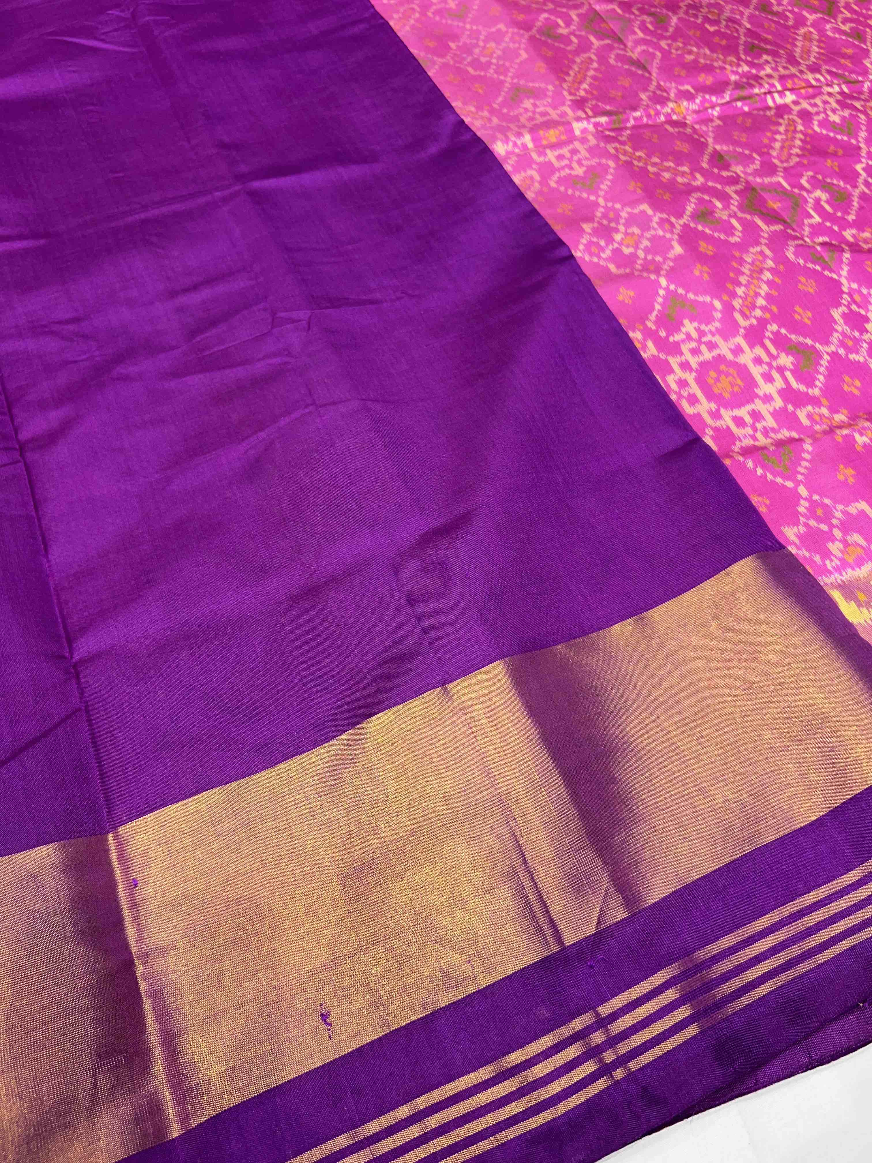 Handwoven Patola Silk Saree ManekChowk BabyPink