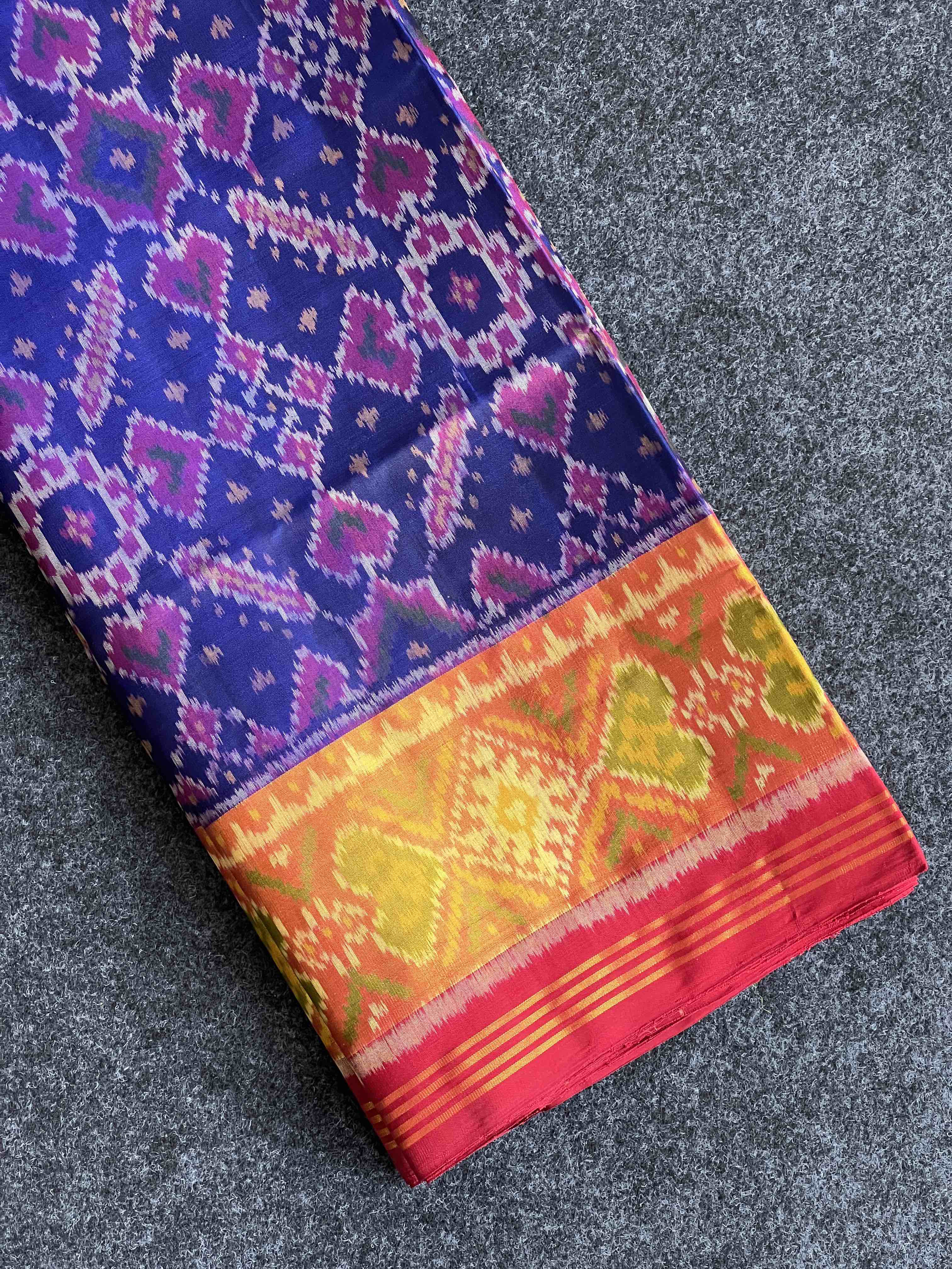Handwoven Patola Silk Saree ManekChowk Blue & red Main image