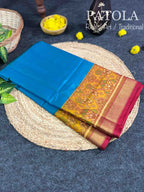 Handwoven Patola Silk Saree Plain Gala Border