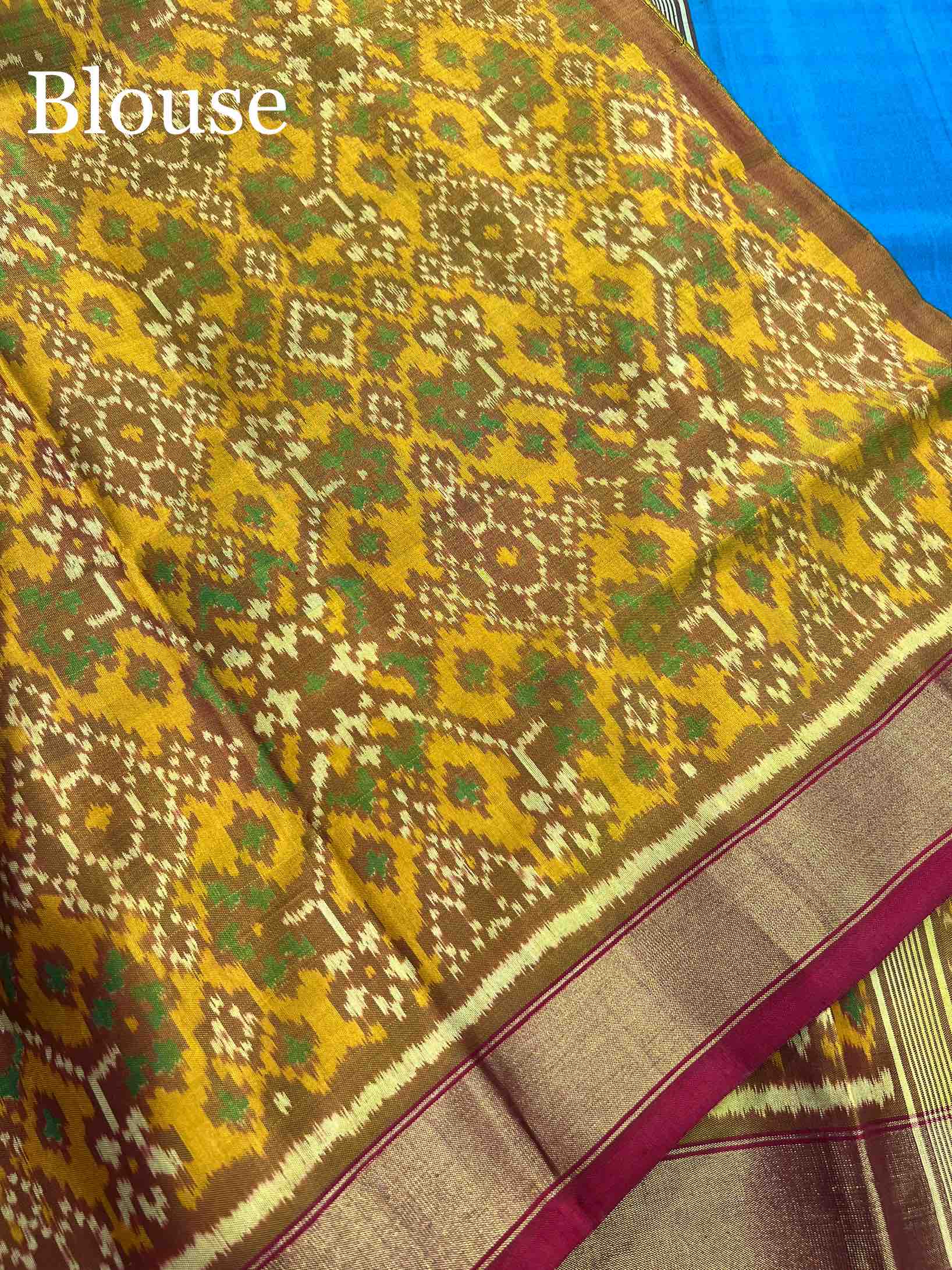 Handwoven Patola Silk Saree Plain Gala Border