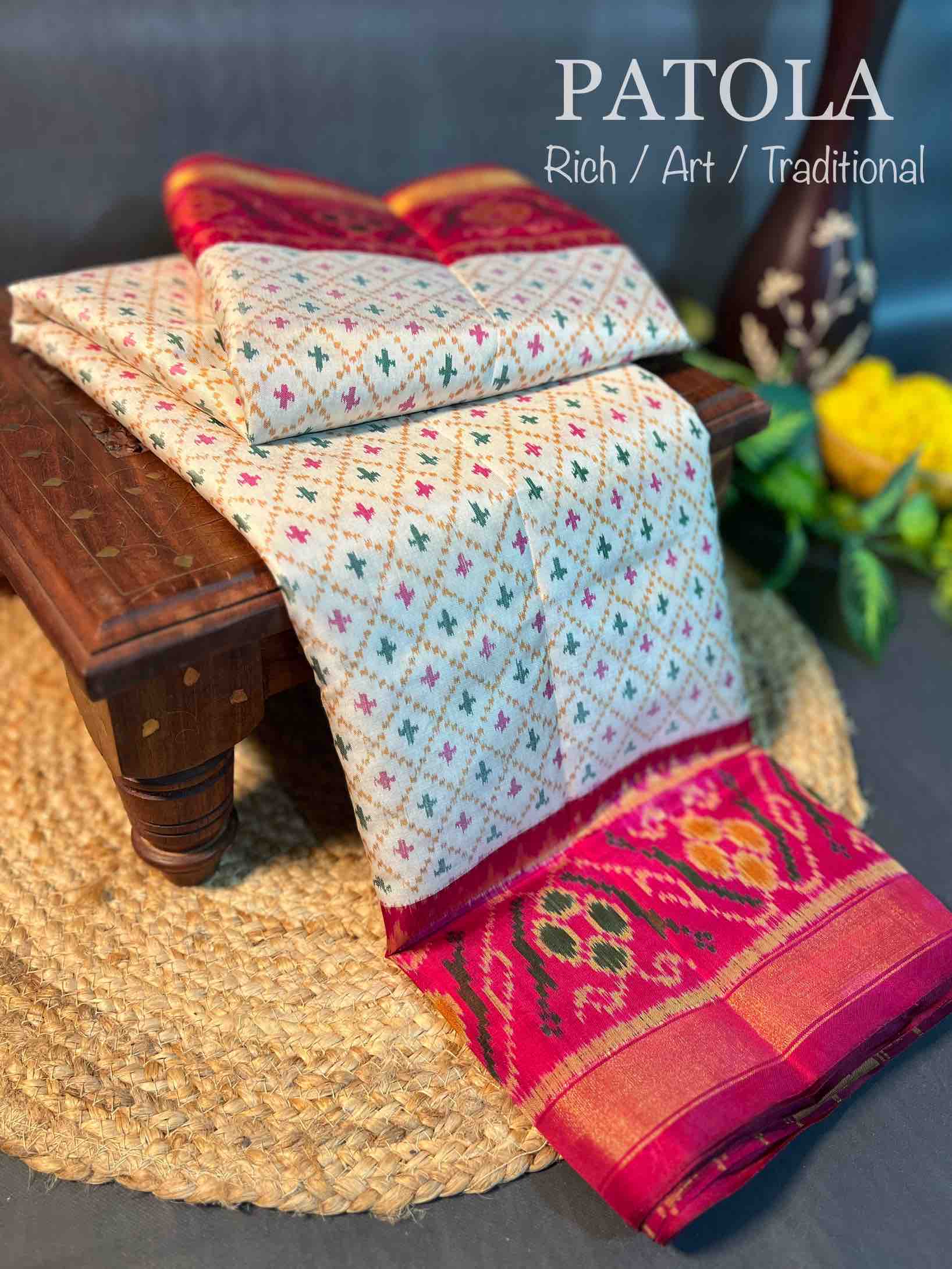 Handwoven Patola Silk Saree Traditional Daliya Bhat