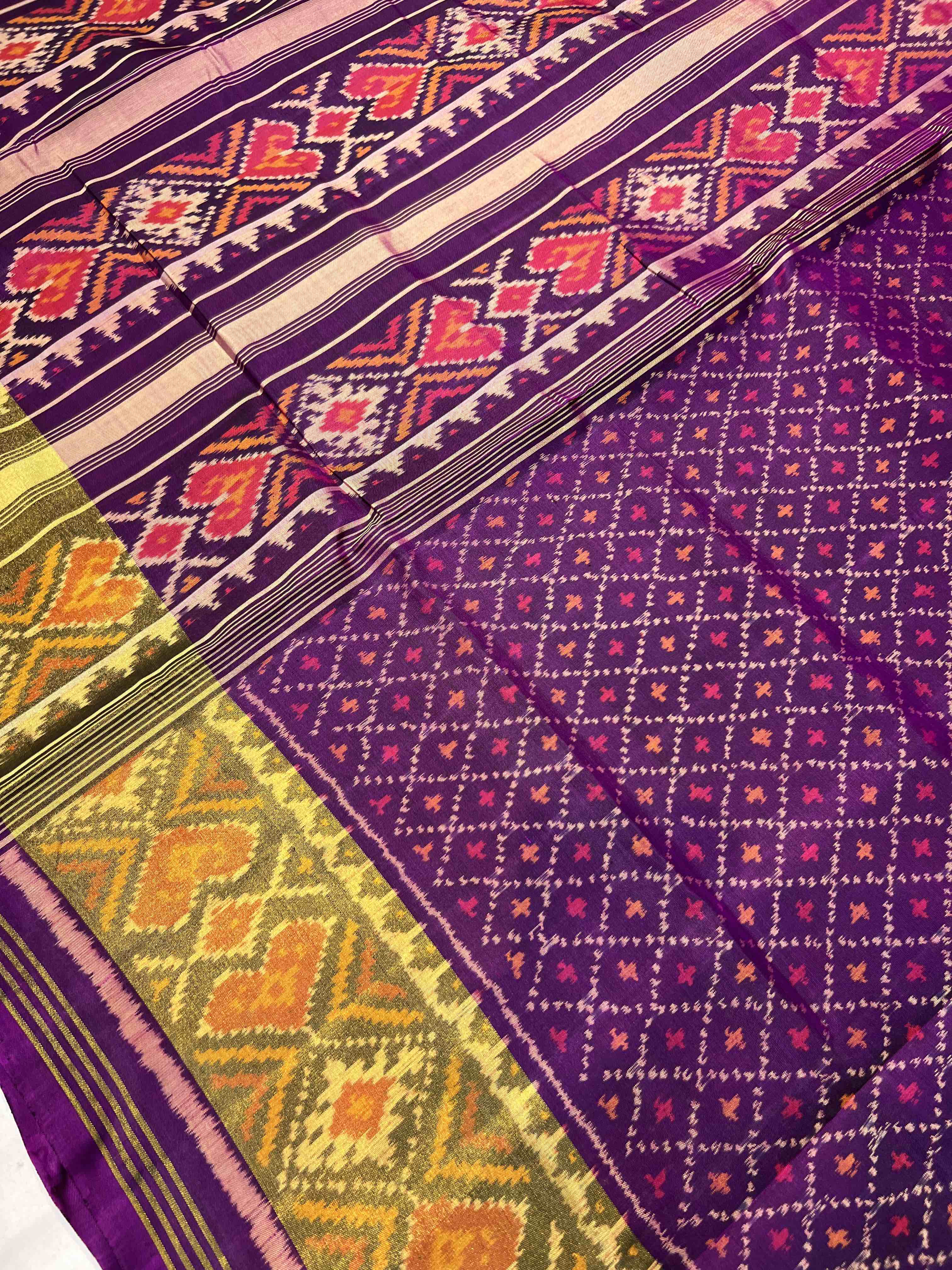 Handwoven Patola Silk Saree Traditional Daliya Bhat