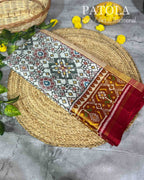 Handwoven Patola Silk Saree Navratna White
