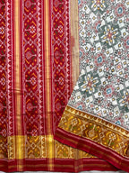 Handwoven Patola Silk Saree Navratna White