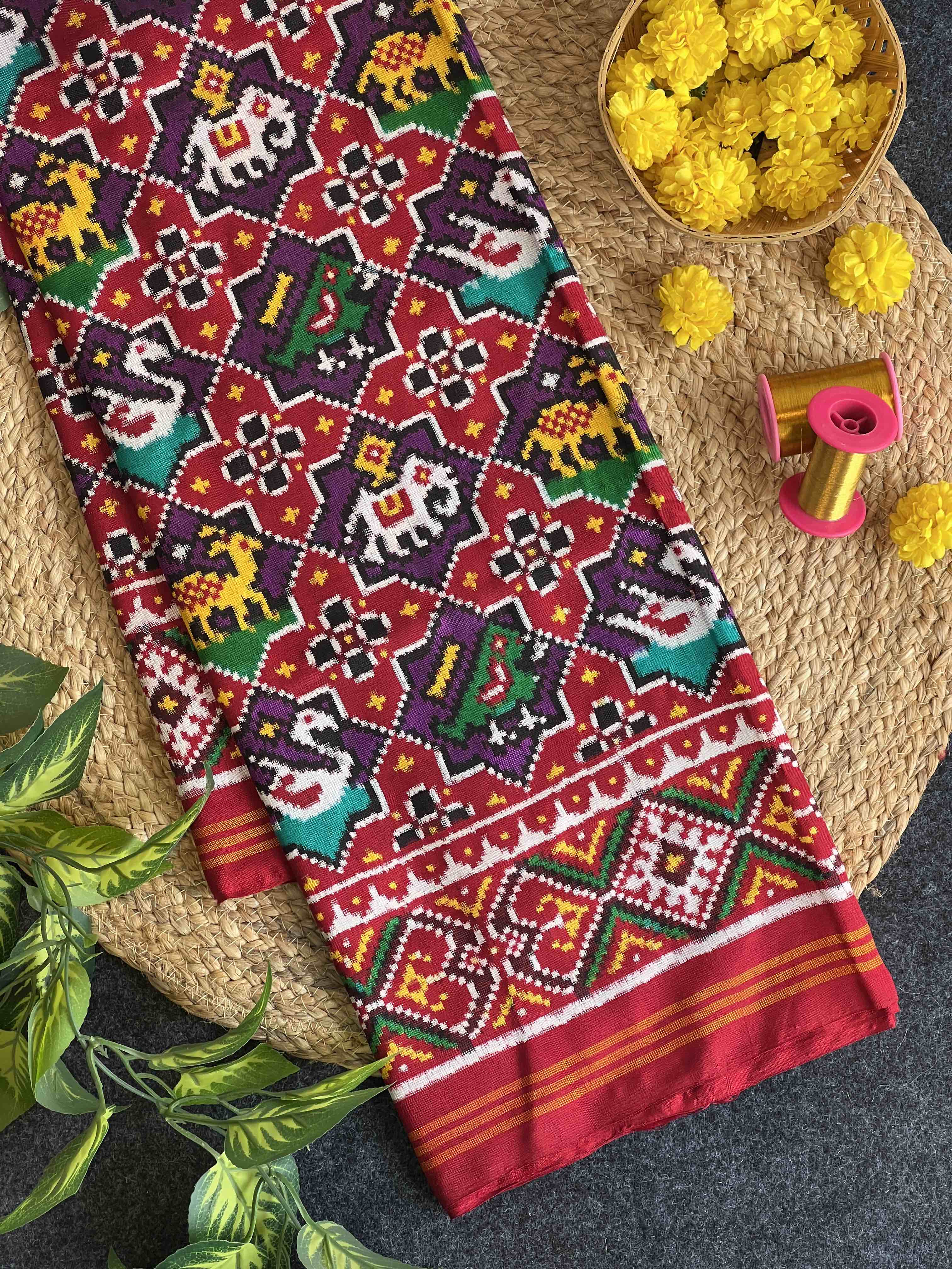 Handwoven Double Ikat Patola Silk Saree