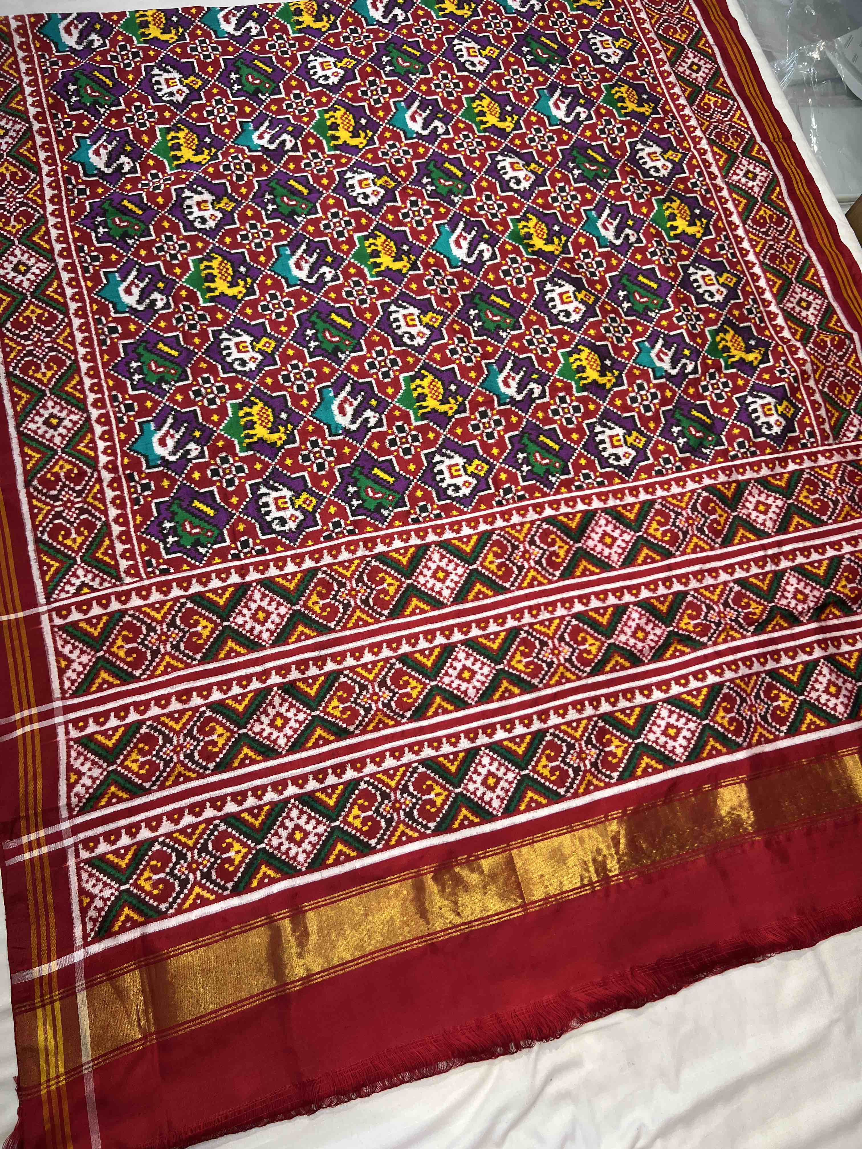 Handwoven Double Ikat Patola Silk Saree Secondary image