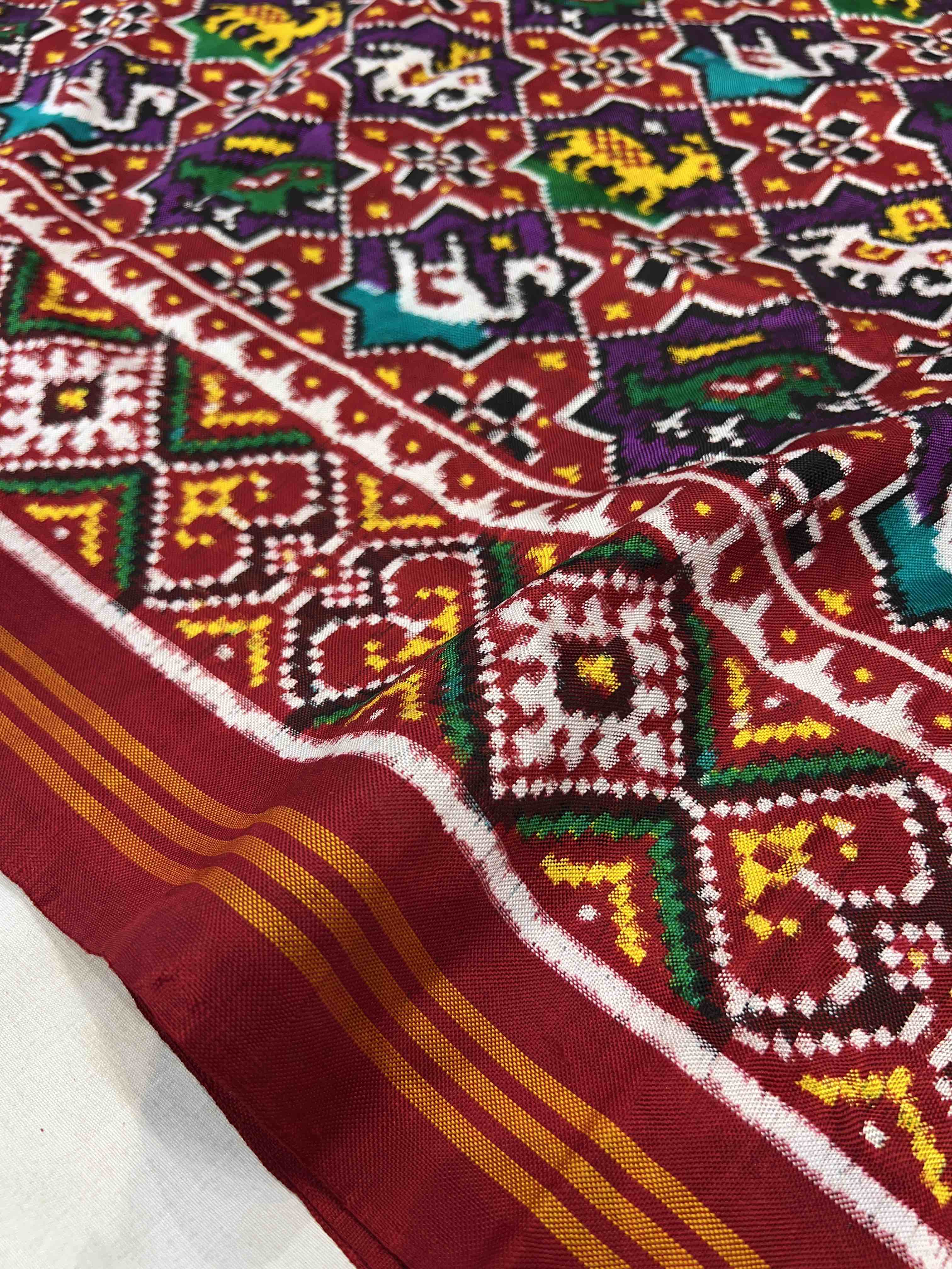 Handwoven Double Ikat Patola Silk Saree