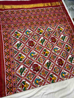 Handwoven Double Ikat Patola Silk Saree Adtala White