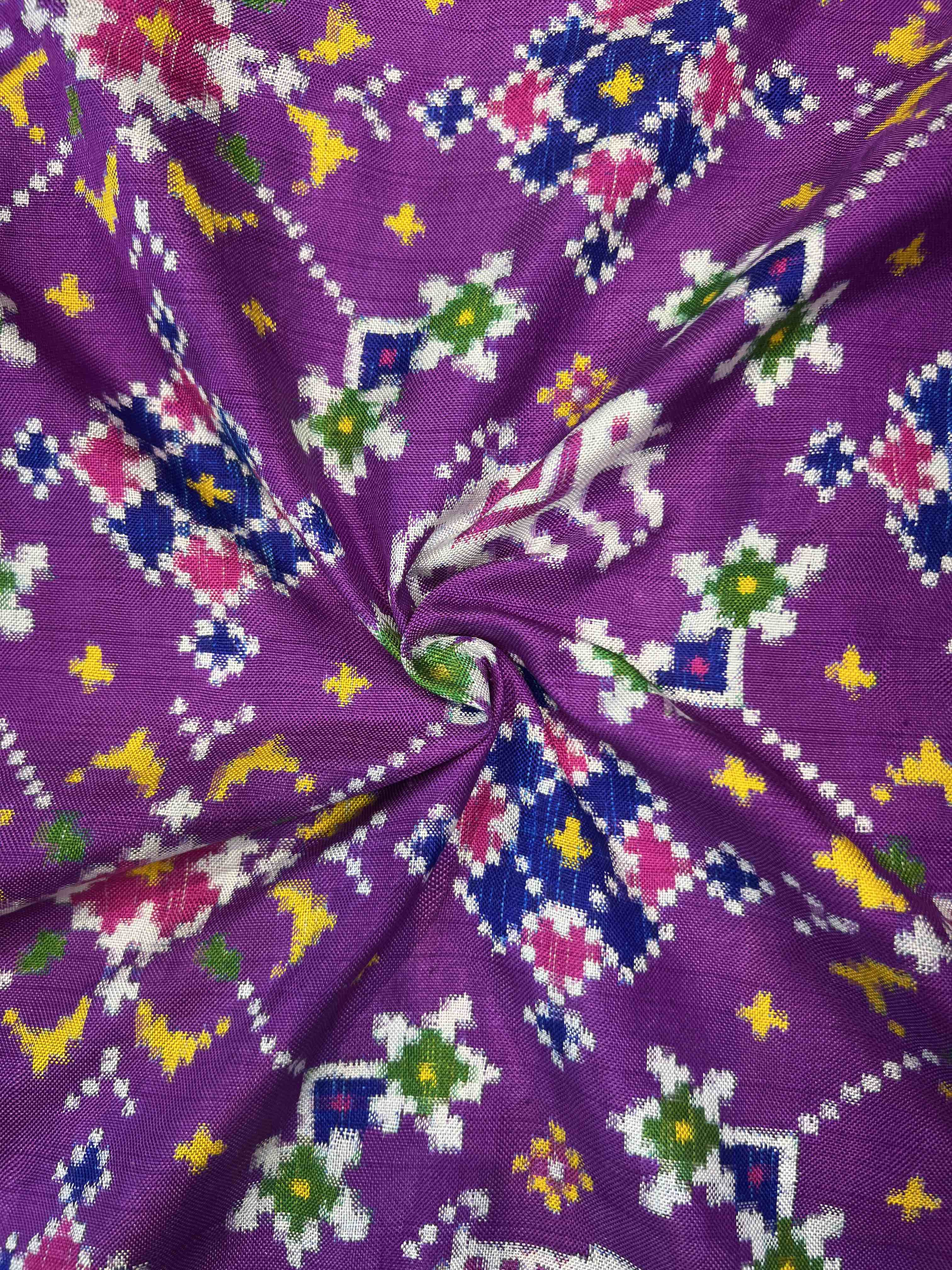 Handwoven Double Ikat Patola Silk Saree Navratna Design