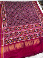 Handwoven Double Ikat Patola Silk Saree Bandhani Design
