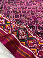 Handwoven Double Ikat Patola Silk Saree Bandhani Design