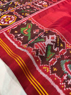 Handwoven Patola Silk Saree Gala Border With Designer Blouse