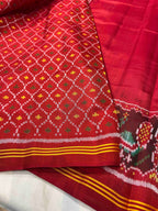 Handwoven Patola Silk Saree Gala Border With Designer Blouse