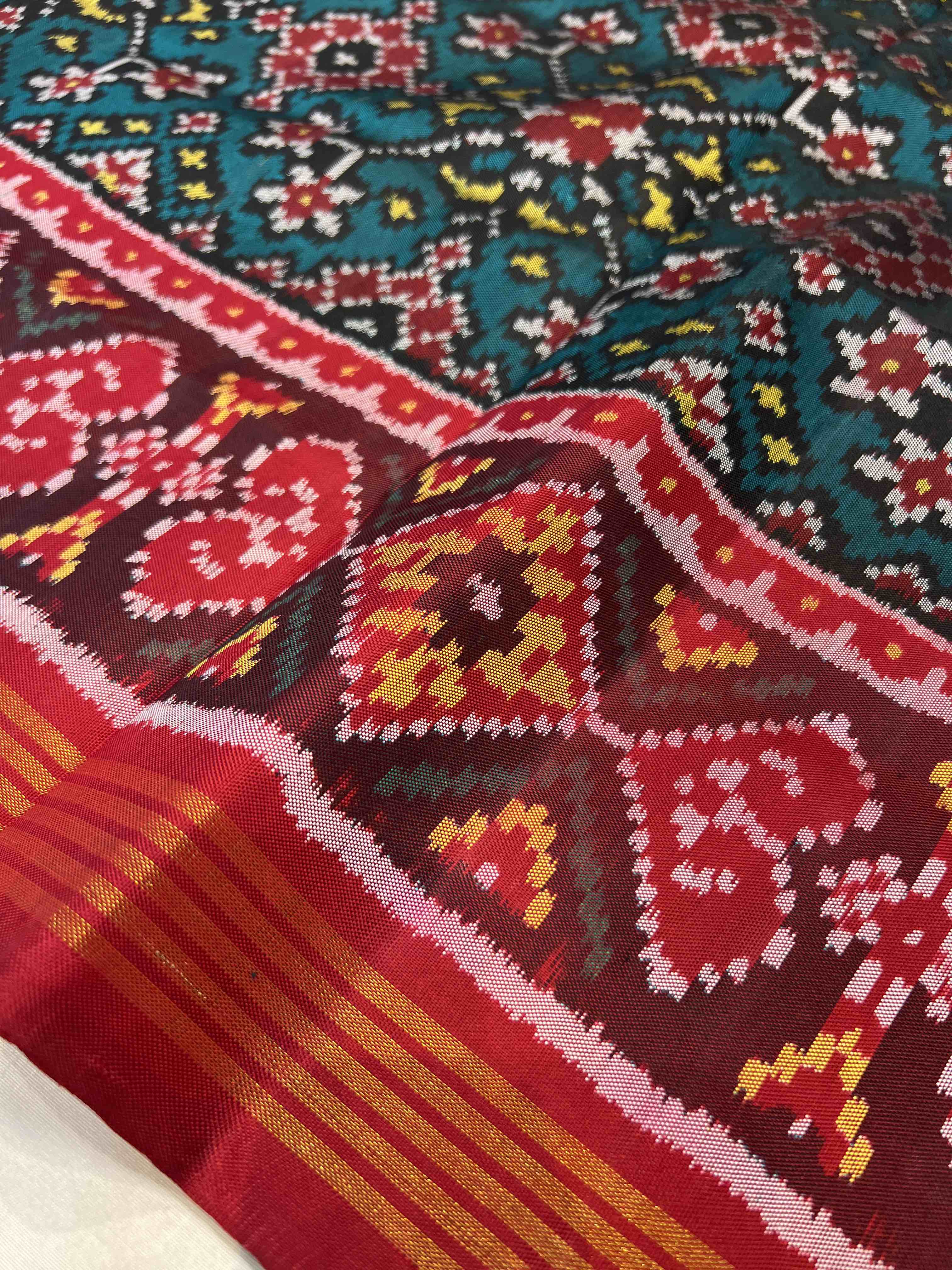 Handwoven Patola Silk Saree Navratna