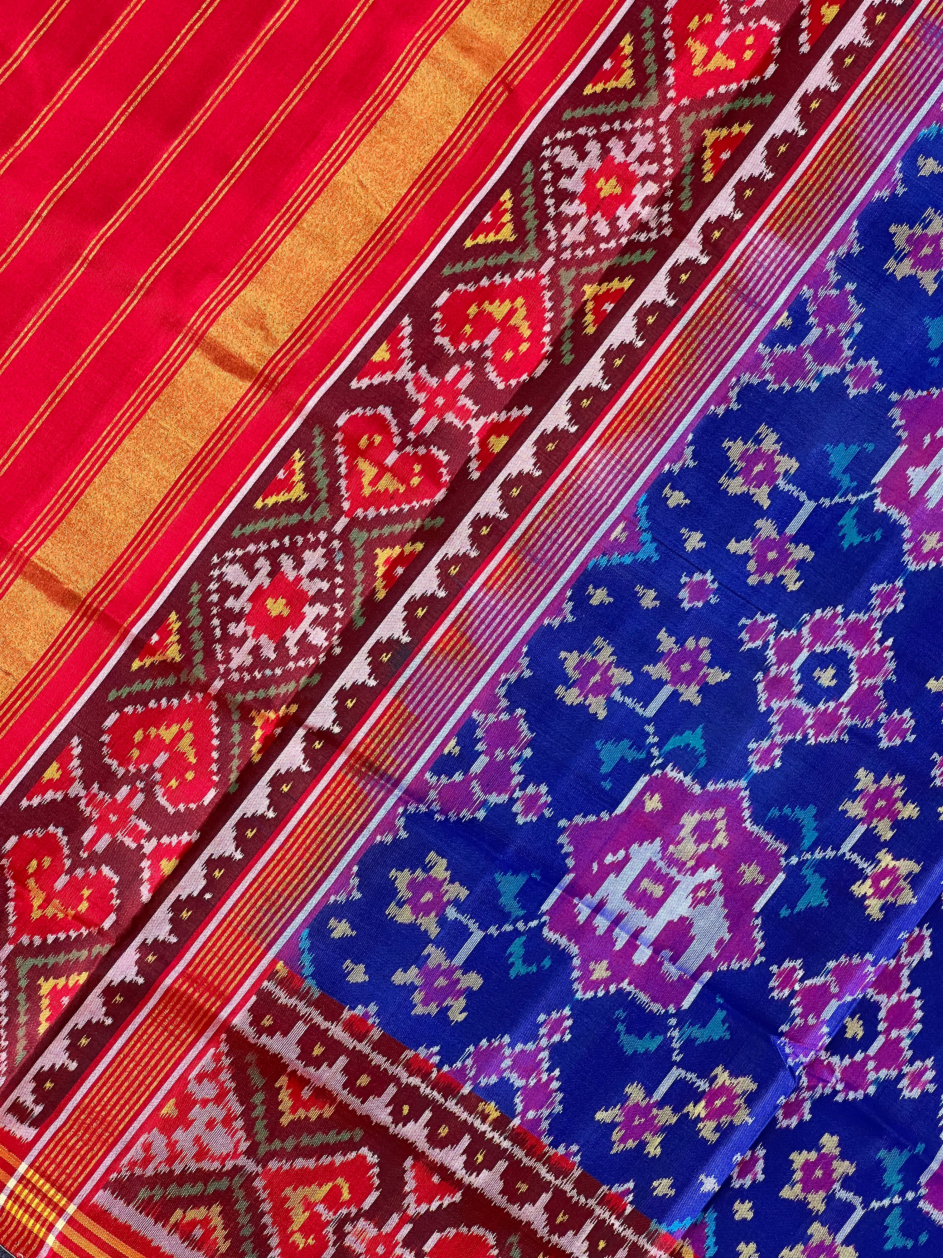 Blue Fusion design Handwoven Patola Dupatta Secondary image