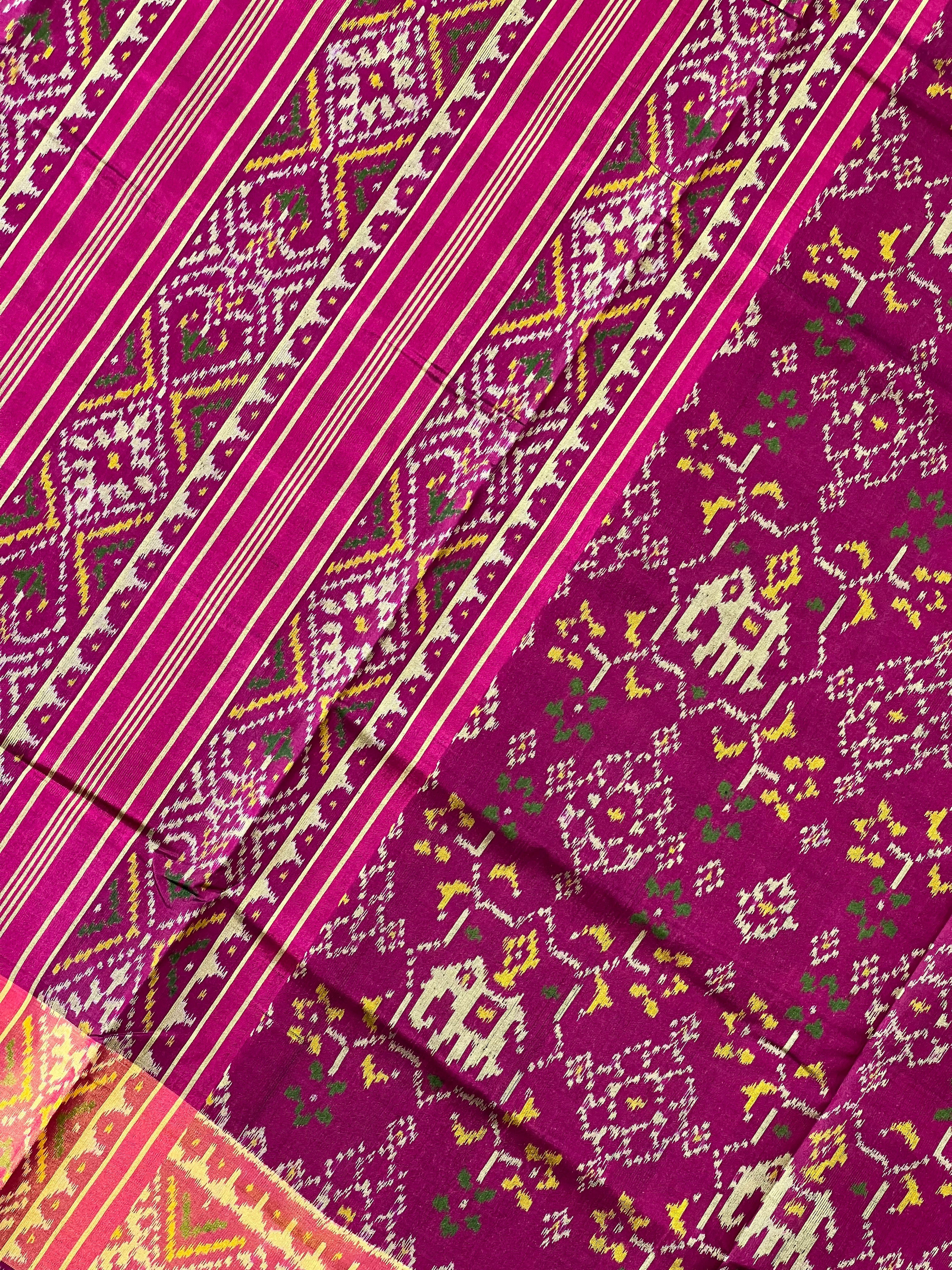 Navratna With Elephant Design Handwoven Patola Silk Saree