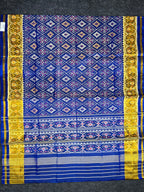 Blue Pan-Chanda Traditional Design Handwoven Patola Silk Saree
