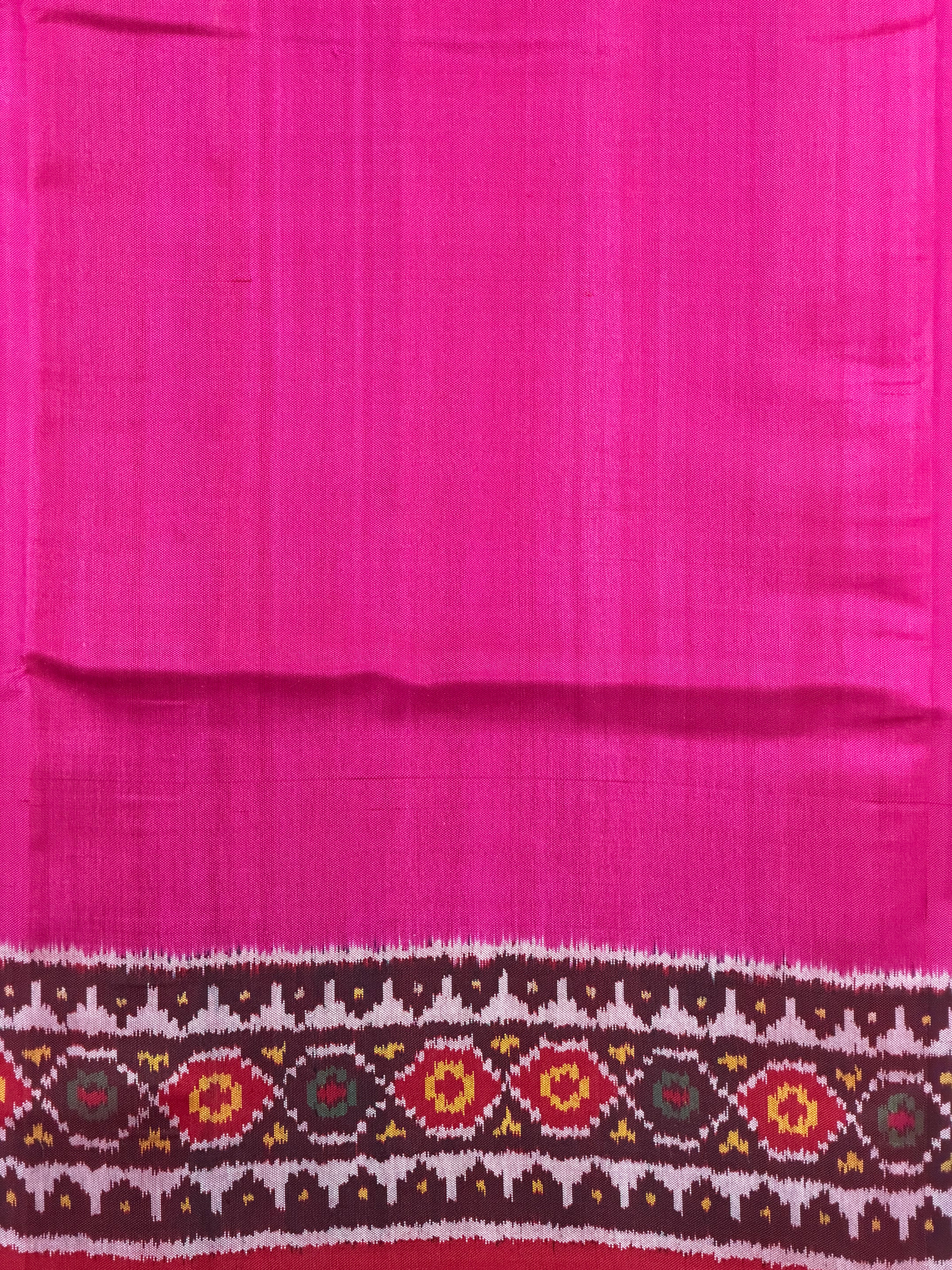 Plain Pink Gala Border with Designer Blouse Handwoven Patola Silk Saree