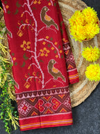 Red Color With Peacock Design Handwoven Patola Silk Saree