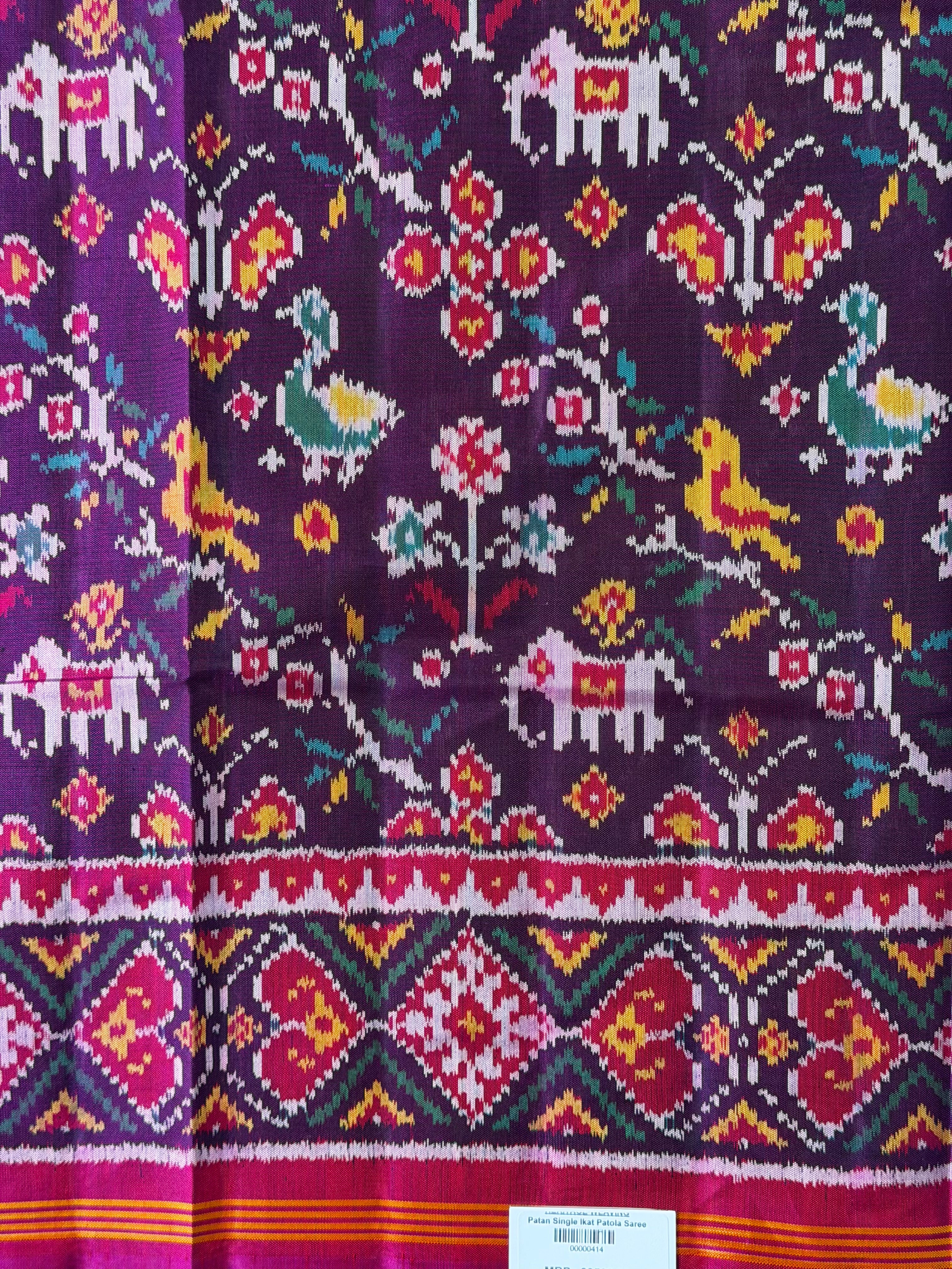 Laheriya Type Motif Design Handwoven Patola Silk Saree