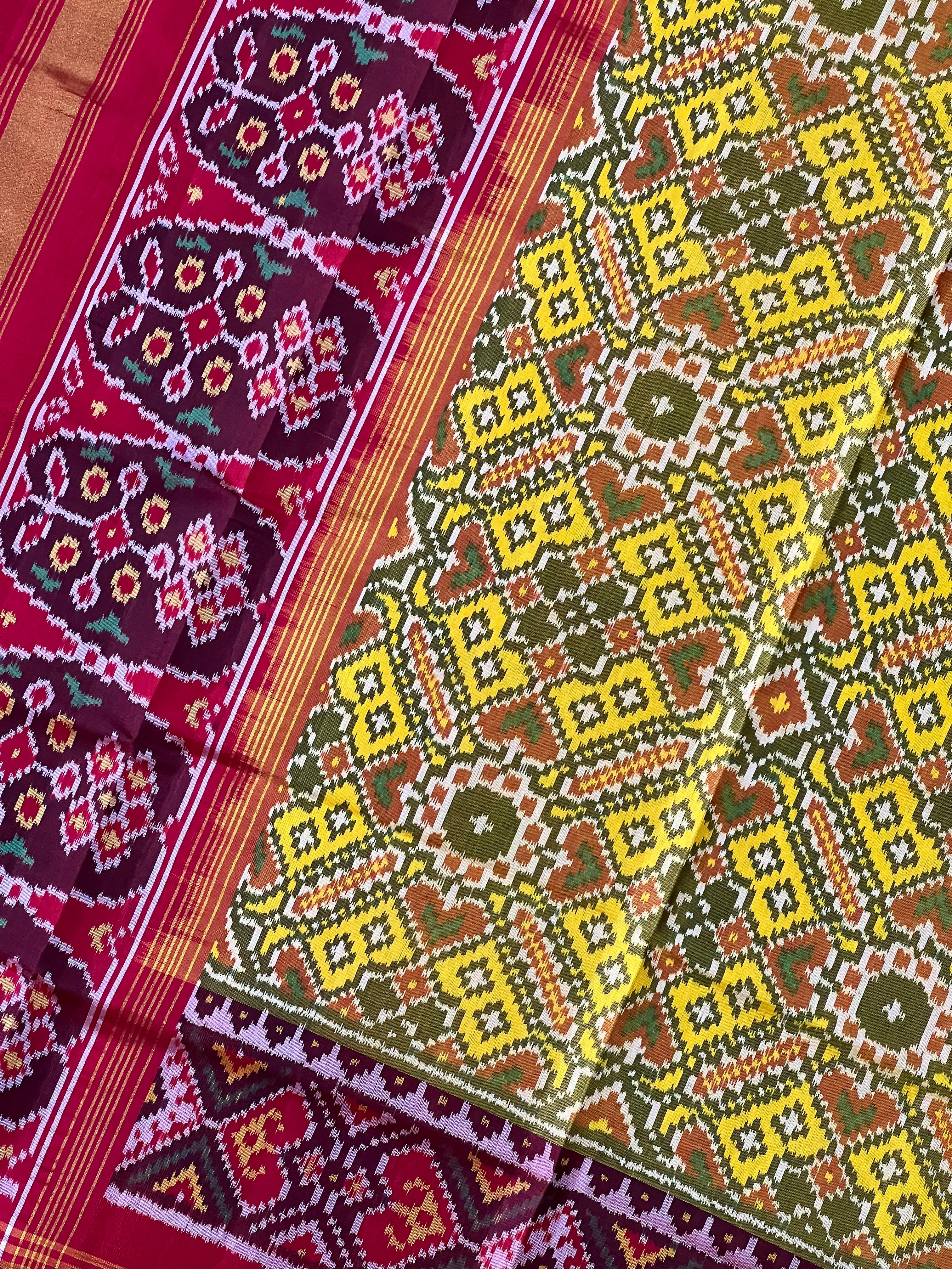 Yellow Manekchowk Design Handwoven Patola Dupatta Secondary image