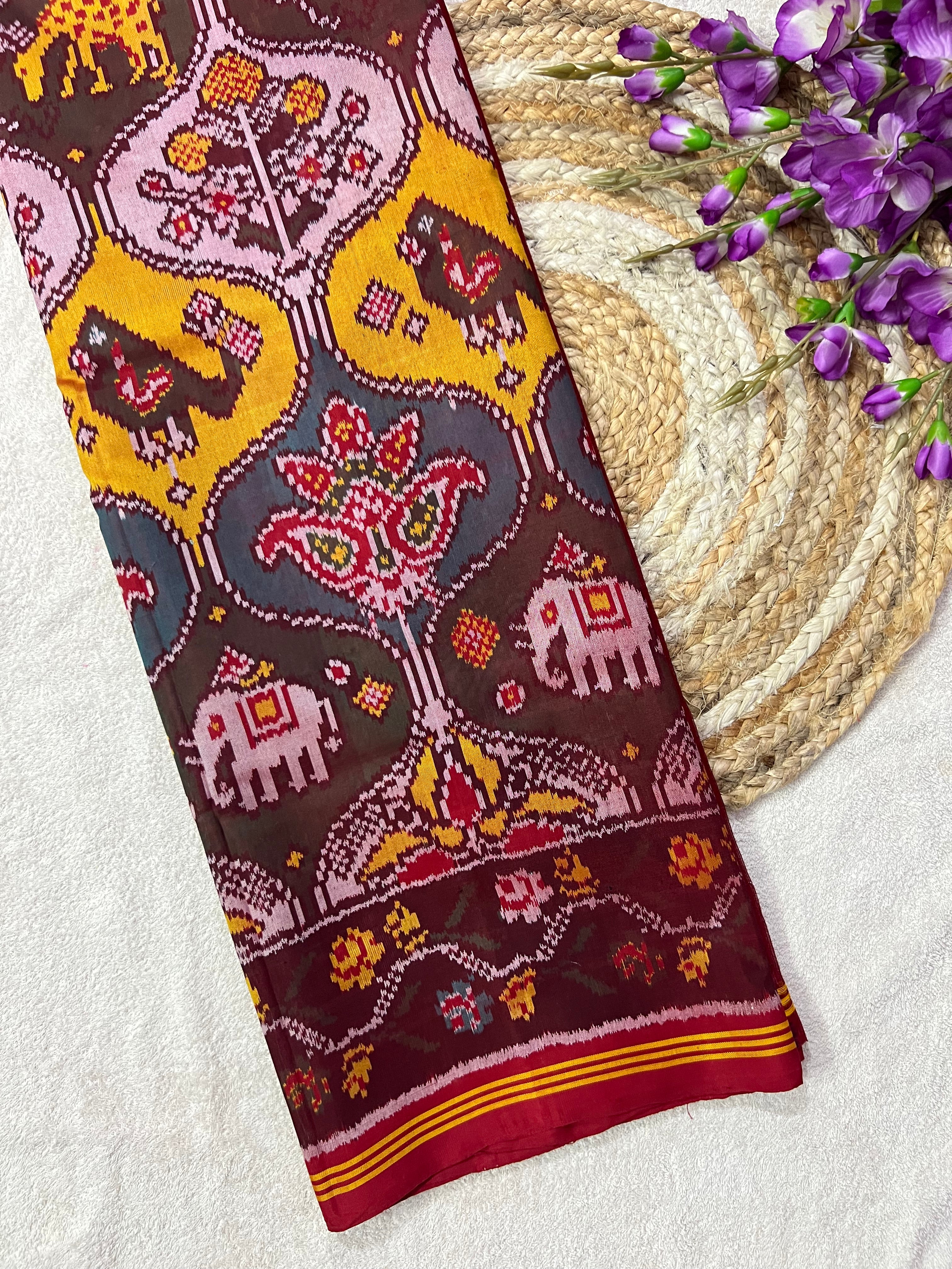 Big Motifs Design Handwoven Patola Silk Saree Main image