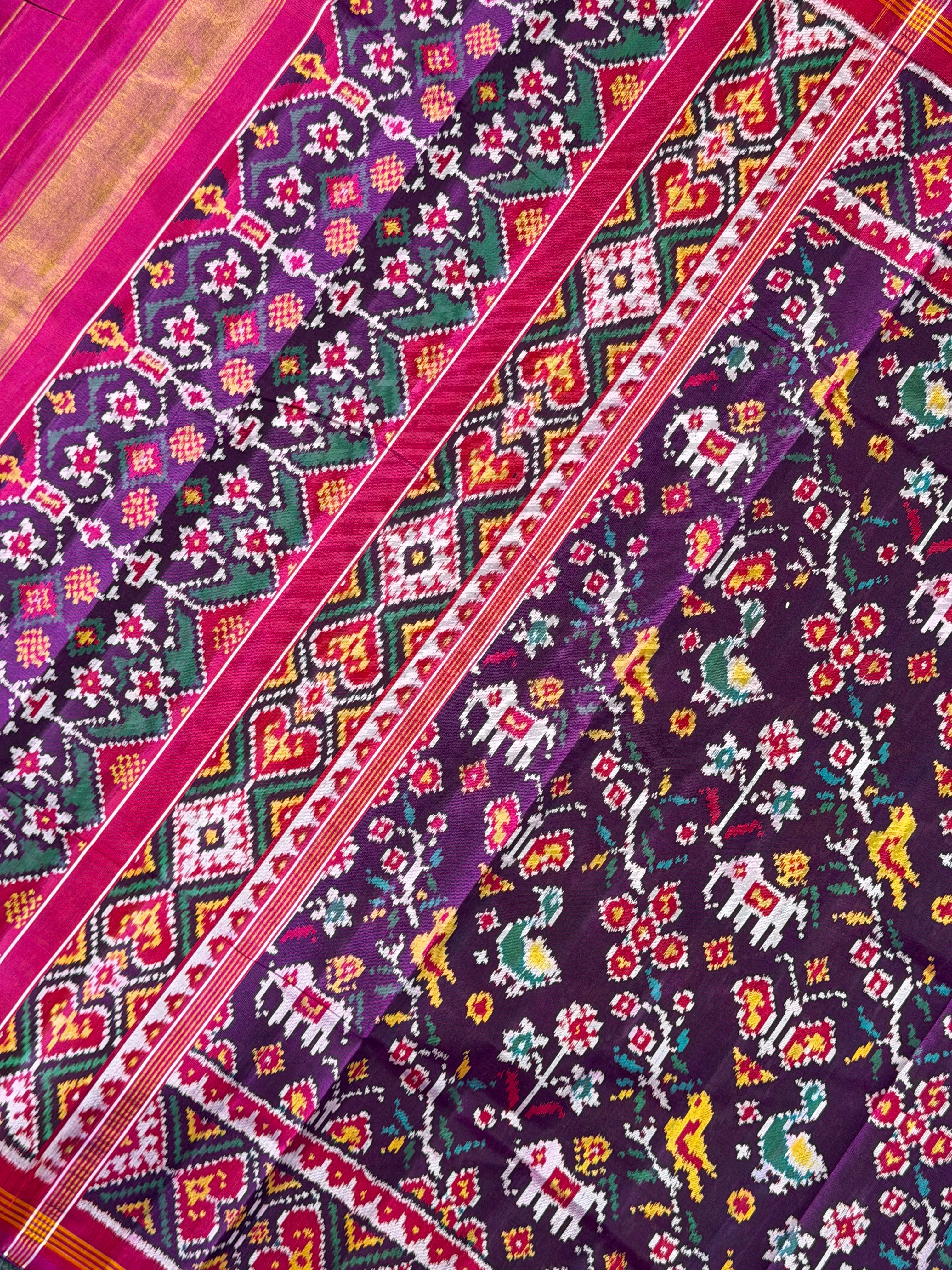 Laheriya Type Motif Design Handwoven Patola Silk Saree