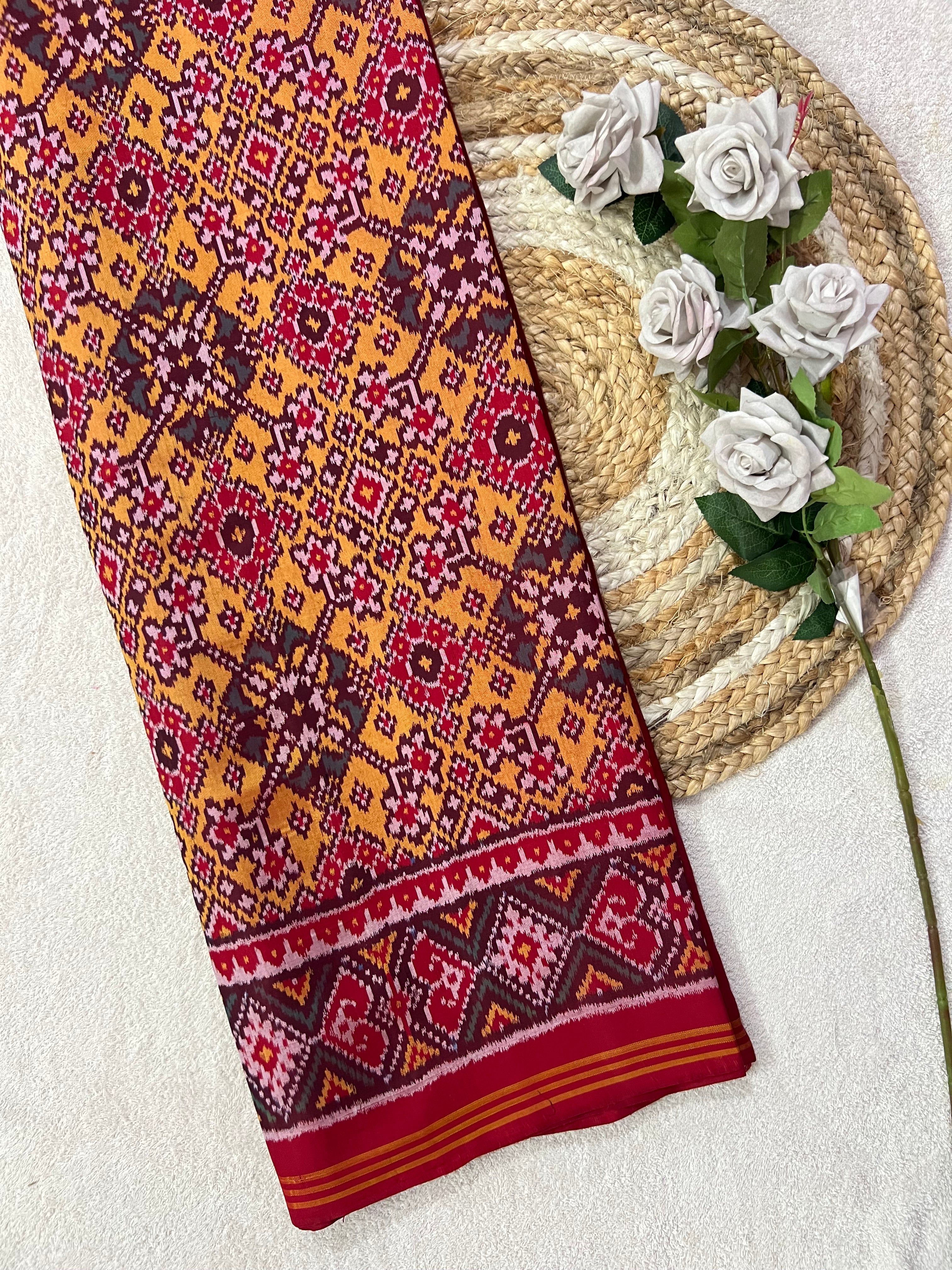 Yellow Navratna Traditional Design Handwoven Patola Silk Saree Main image