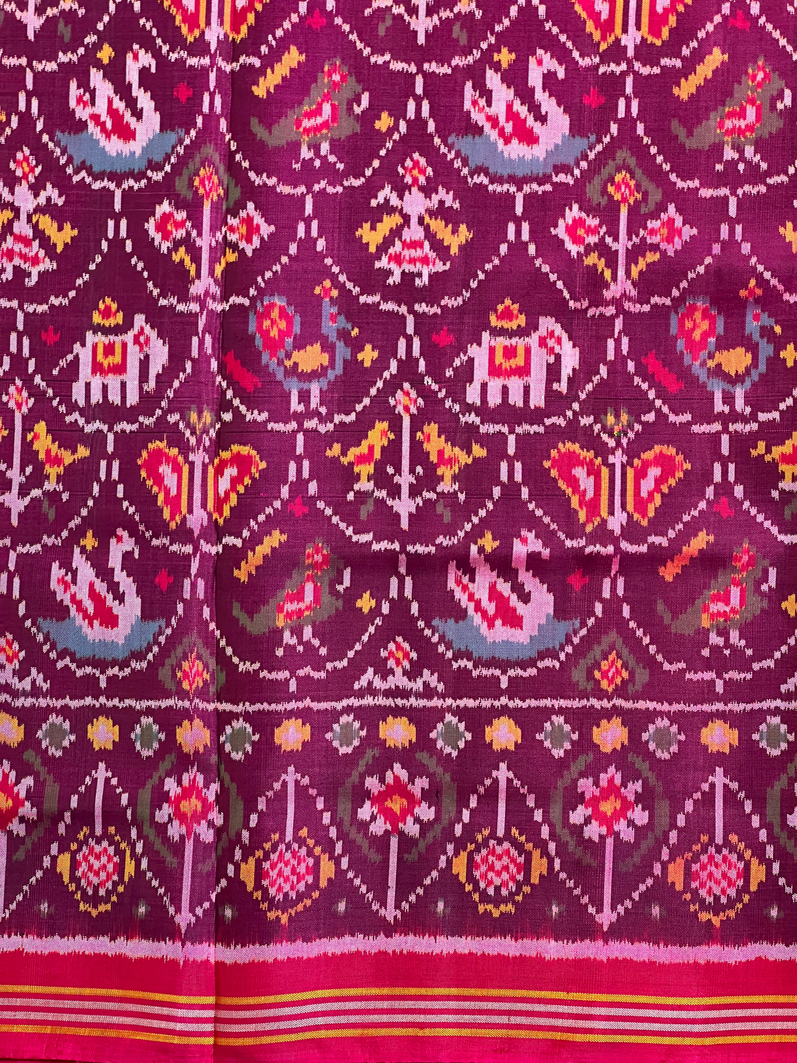 Purple Motif Design Handwoven Patola Silk Saree