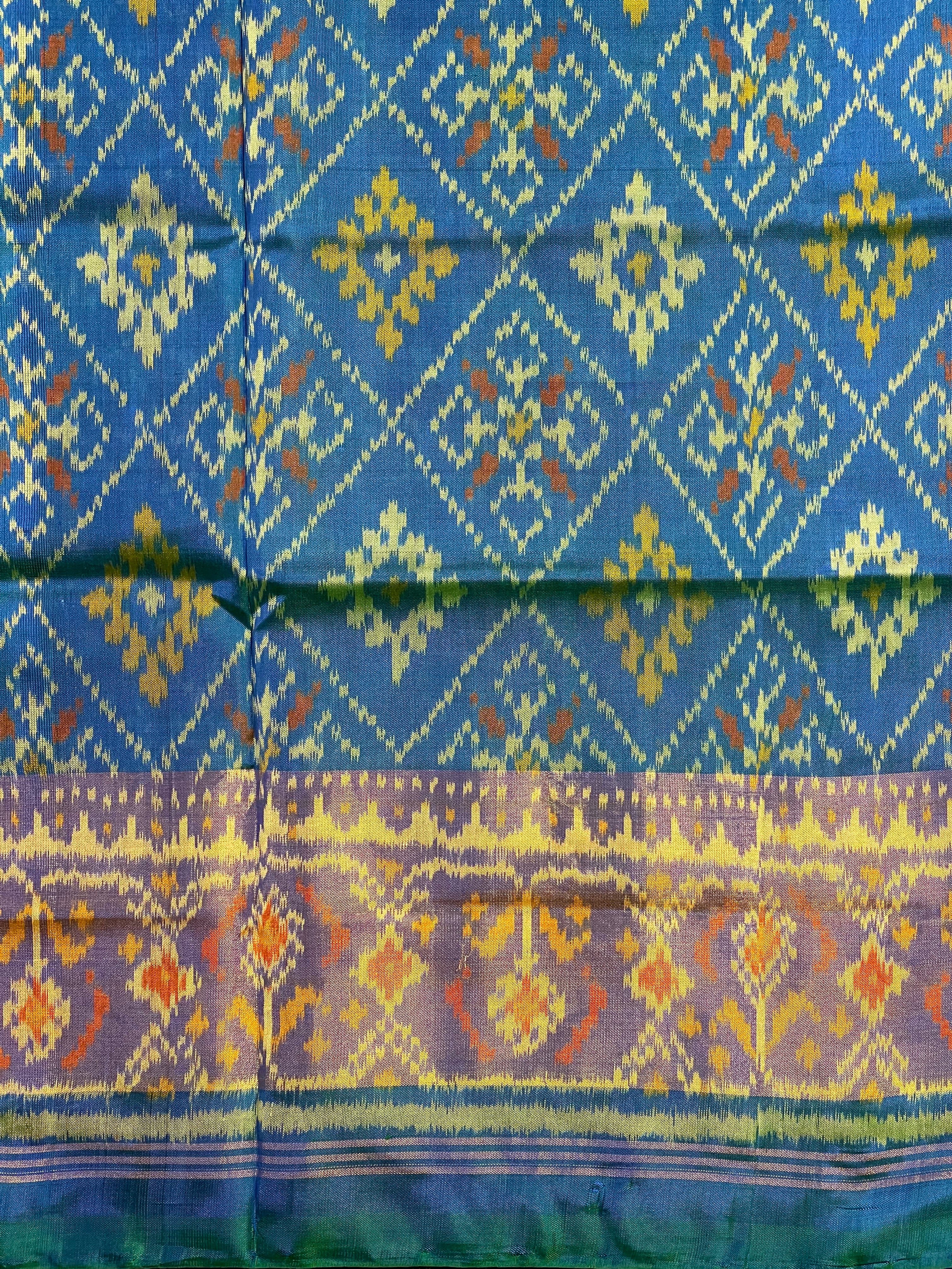 Royal Blue Pan-Chanda Traditional Design Handwoven Patola Silk Saree