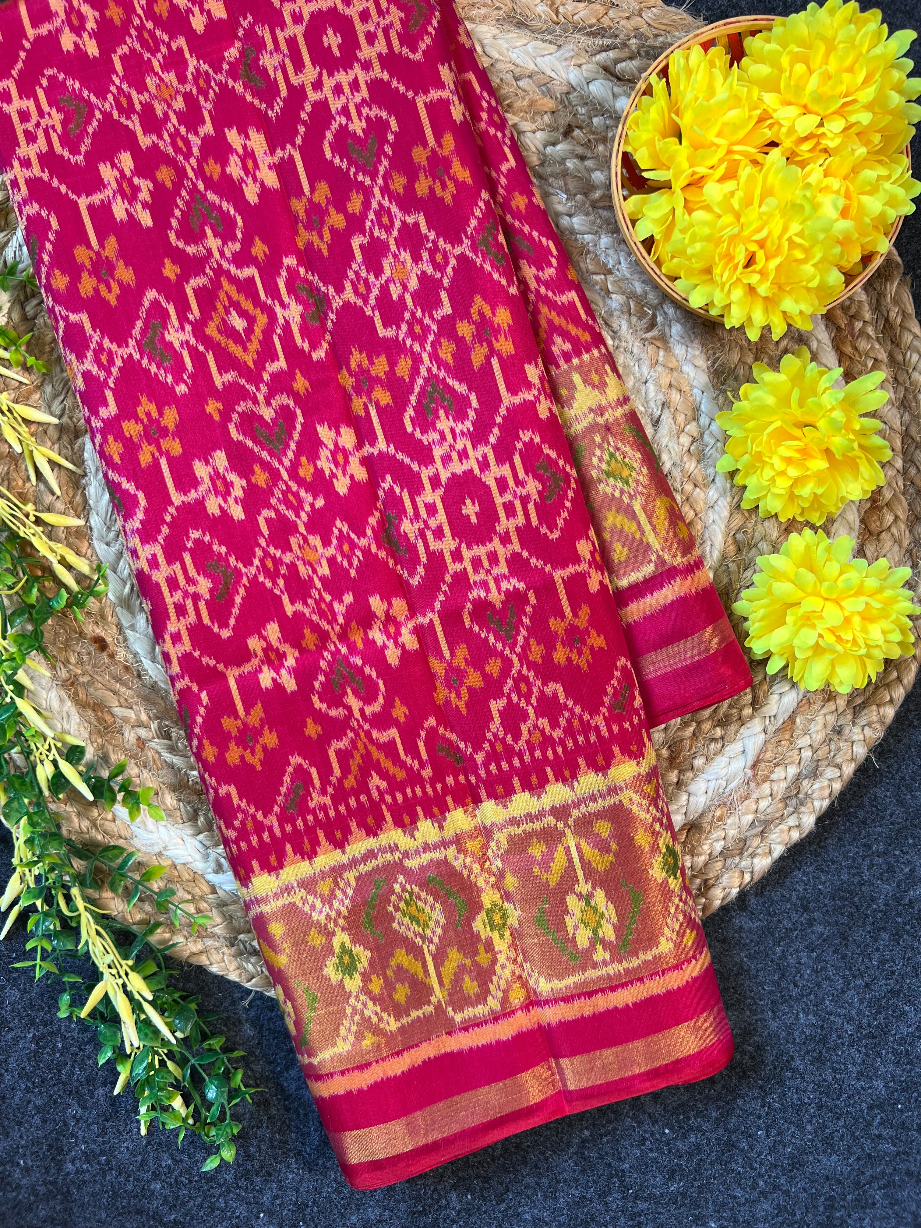 Navratna-Manekchowk Traditional Design Handwoven Patola Silk Saree