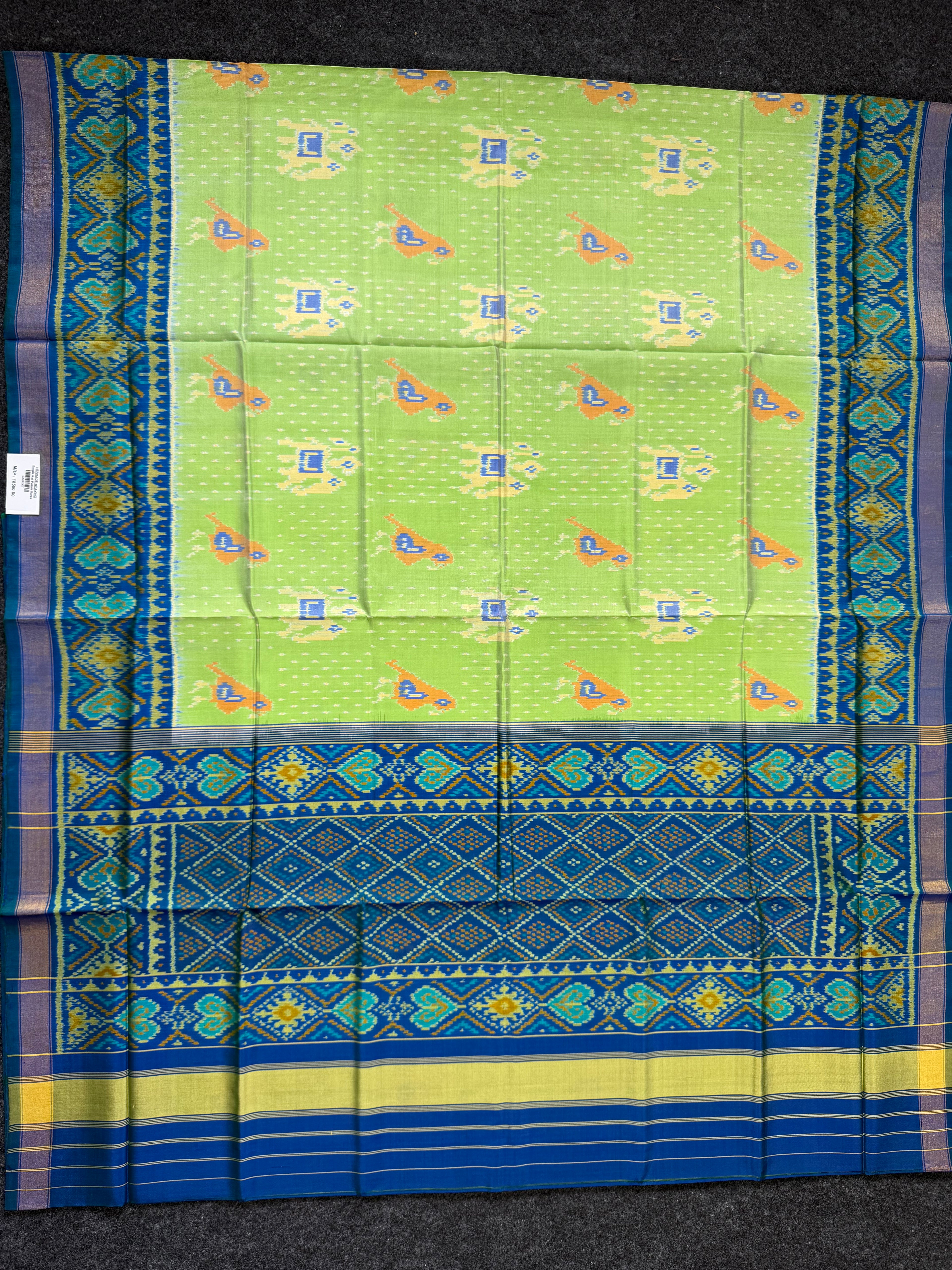 Elephant-Parrot Design Handwoven Patola Silk Saree
