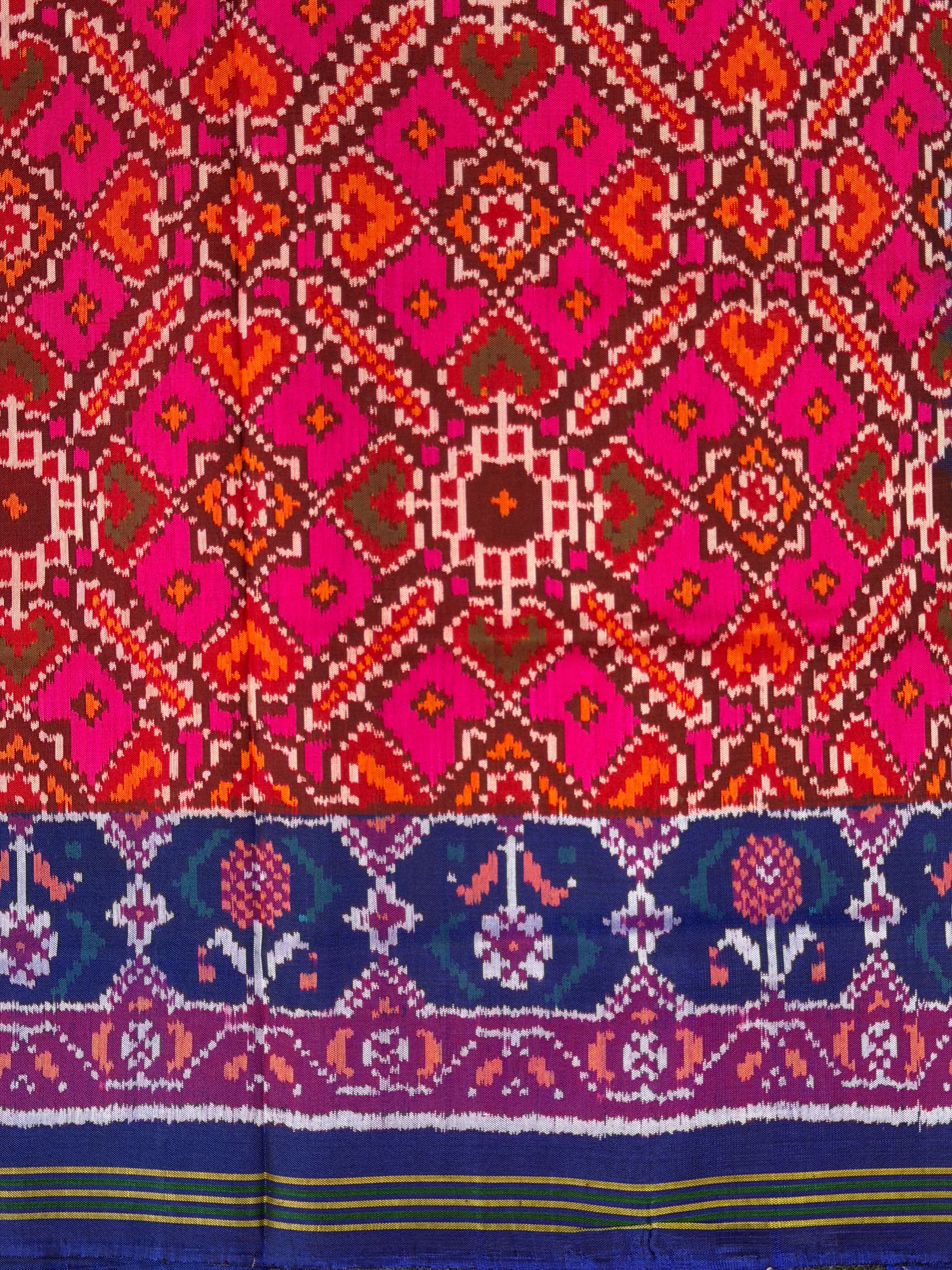 Handwoven Patola Silk Saree Manekchowk Pink And Blue