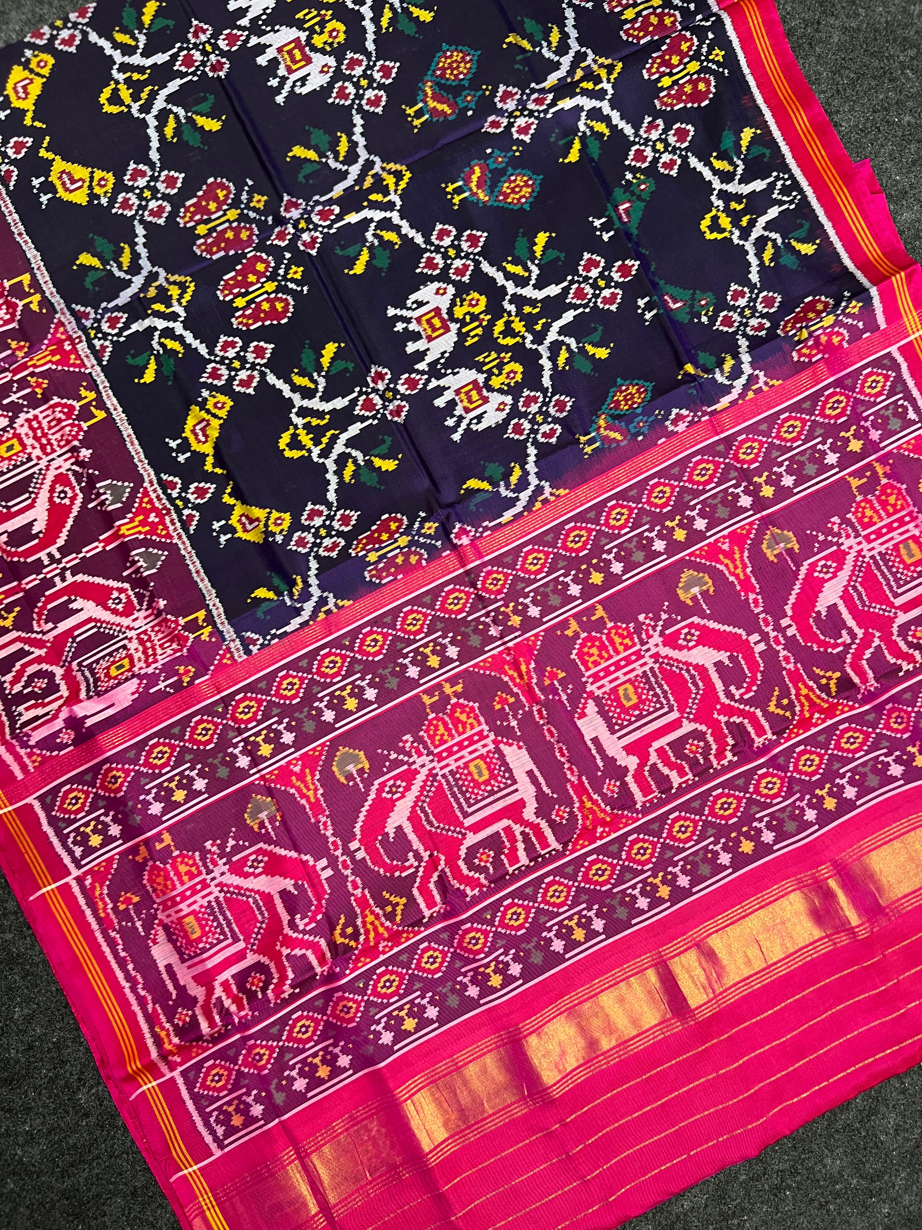 Skirt Border With Elephant Handwoven Patola Silk Saree Secondary image