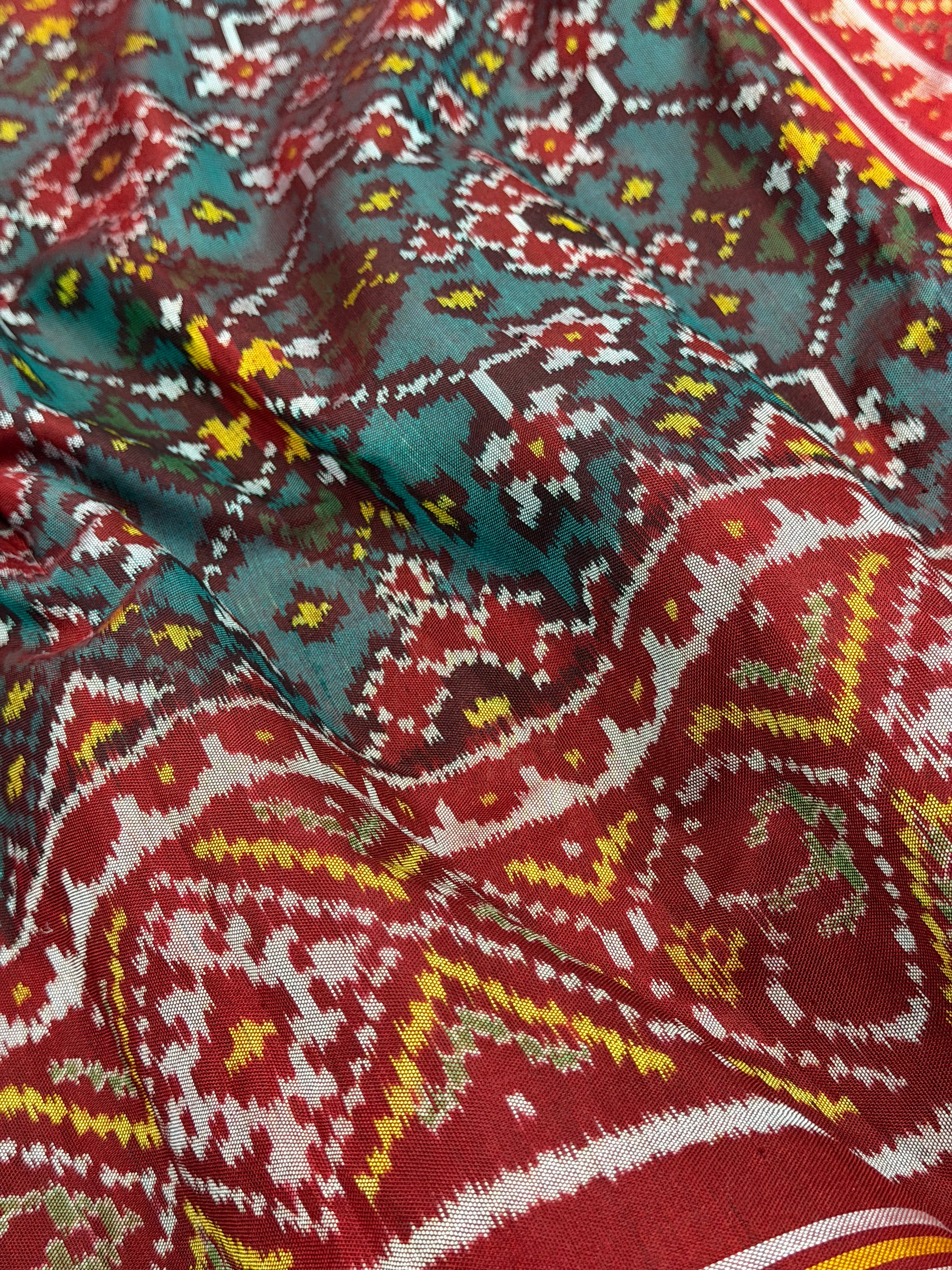 Shaded Navratna Traditional Design Handwoven Patola Silk Saree