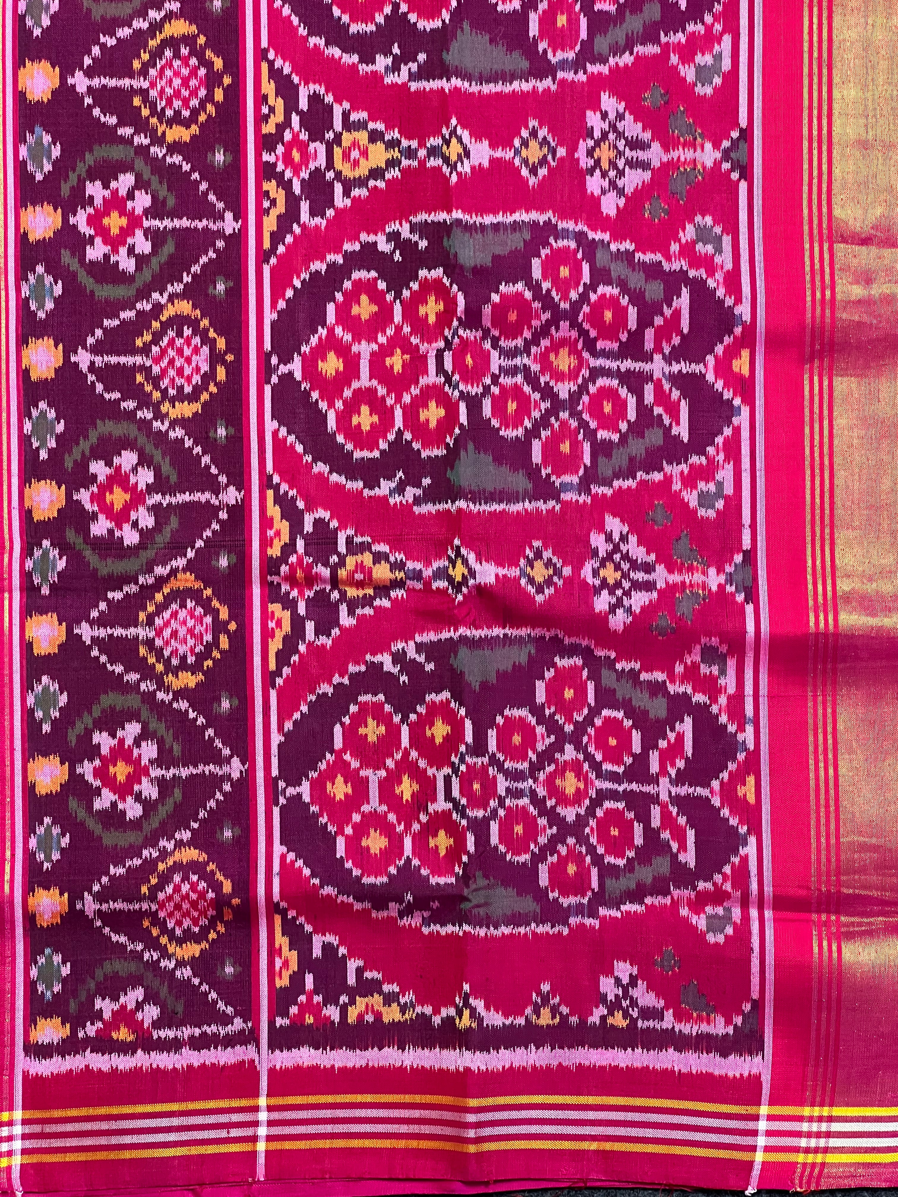 Purple Motif Design Handwoven Patola Silk Saree